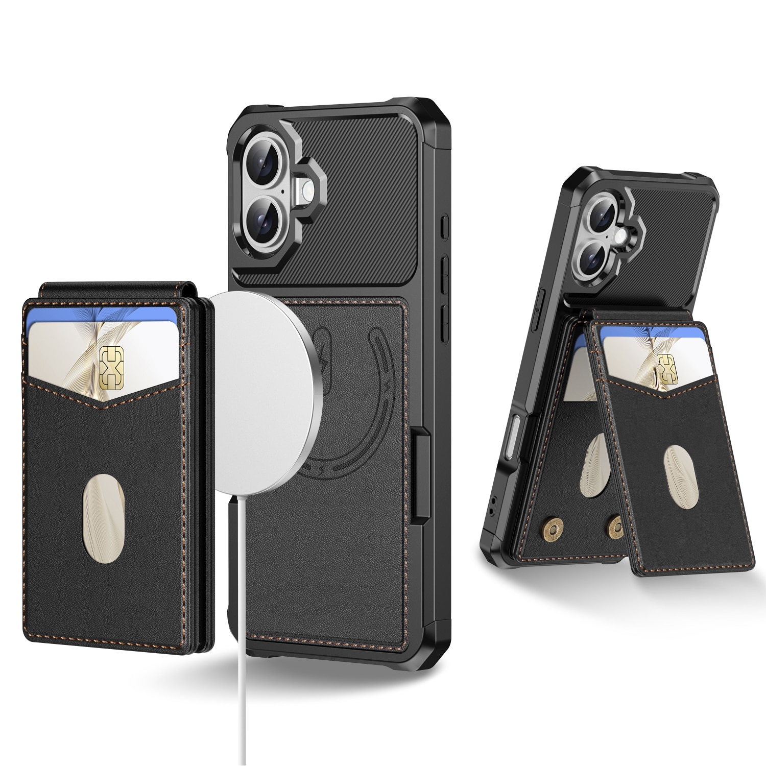 iPhone 17 Magnetische Hülle mit Kartenhalter Schwarz