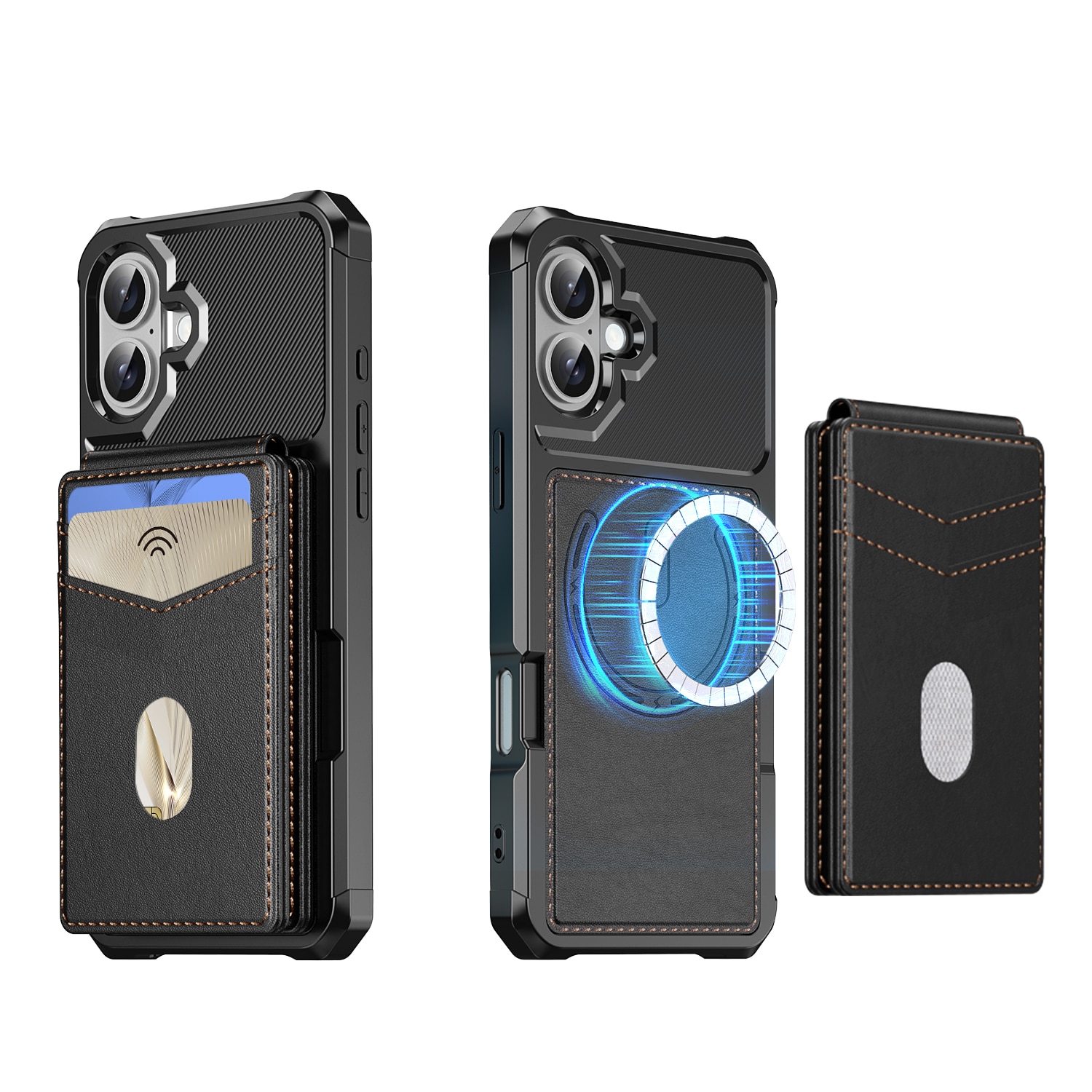 iPhone 17 Magnetische Hülle mit Kartenhalter Schwarz