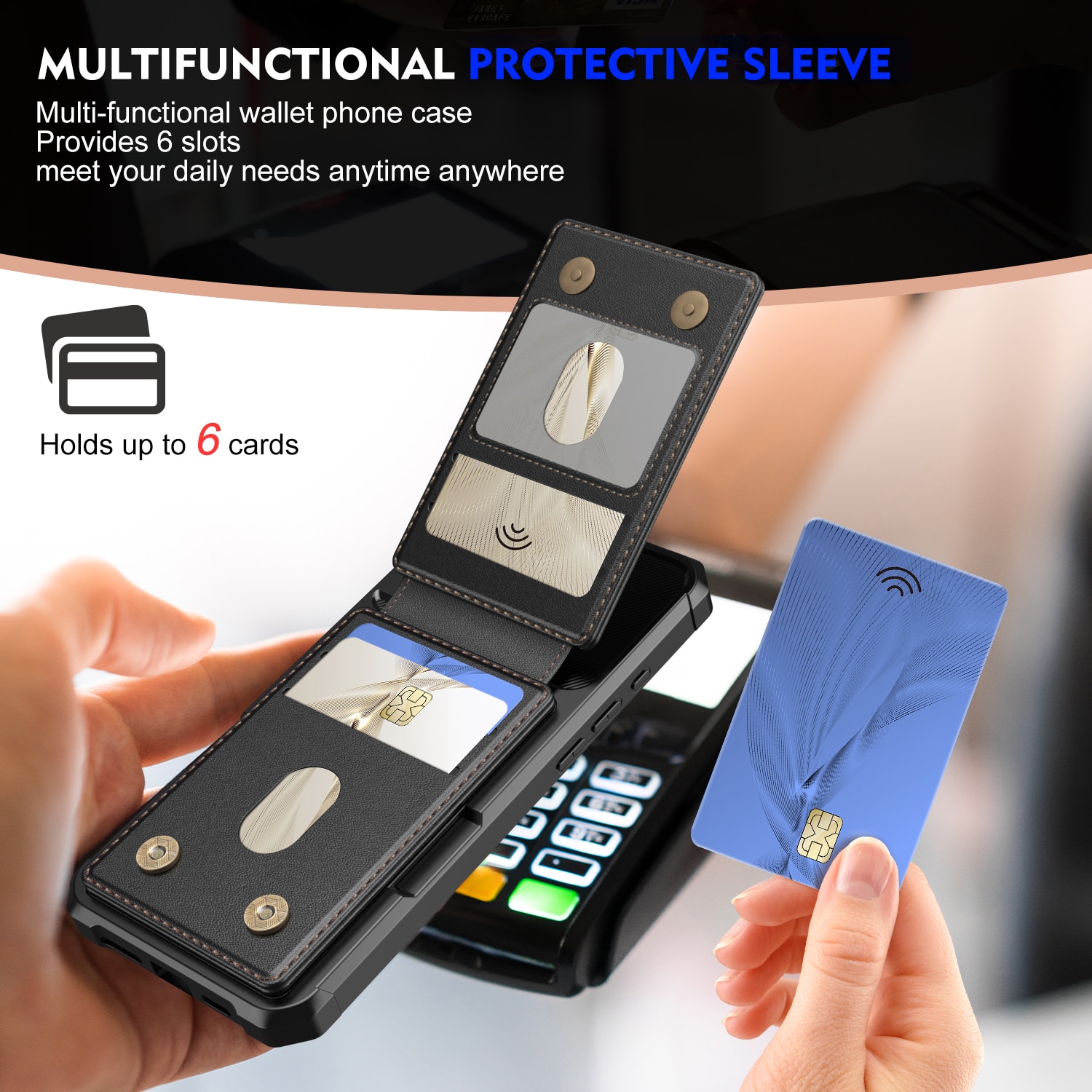 iPhone 17 Magnetische Hülle mit Kartenhalter Schwarz