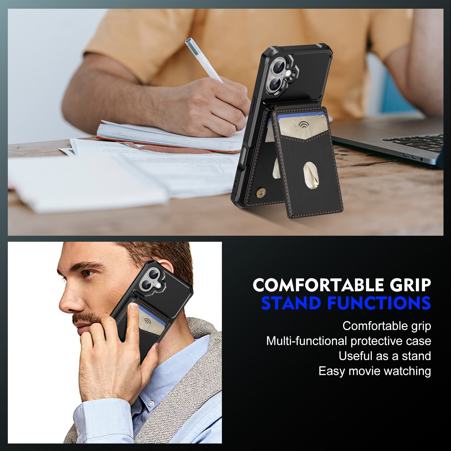 iPhone 17 Magnetische Hülle mit Kartenhalter Schwarz