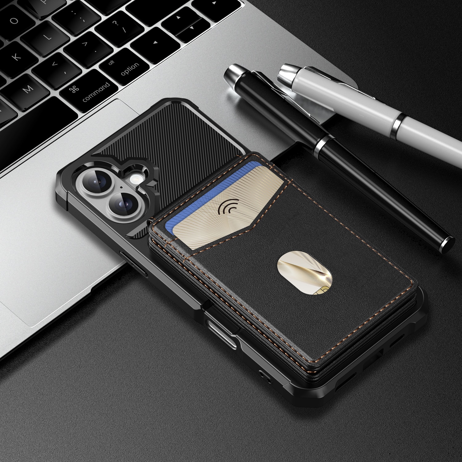 iPhone 17 Magnetische Hülle mit Kartenhalter Schwarz