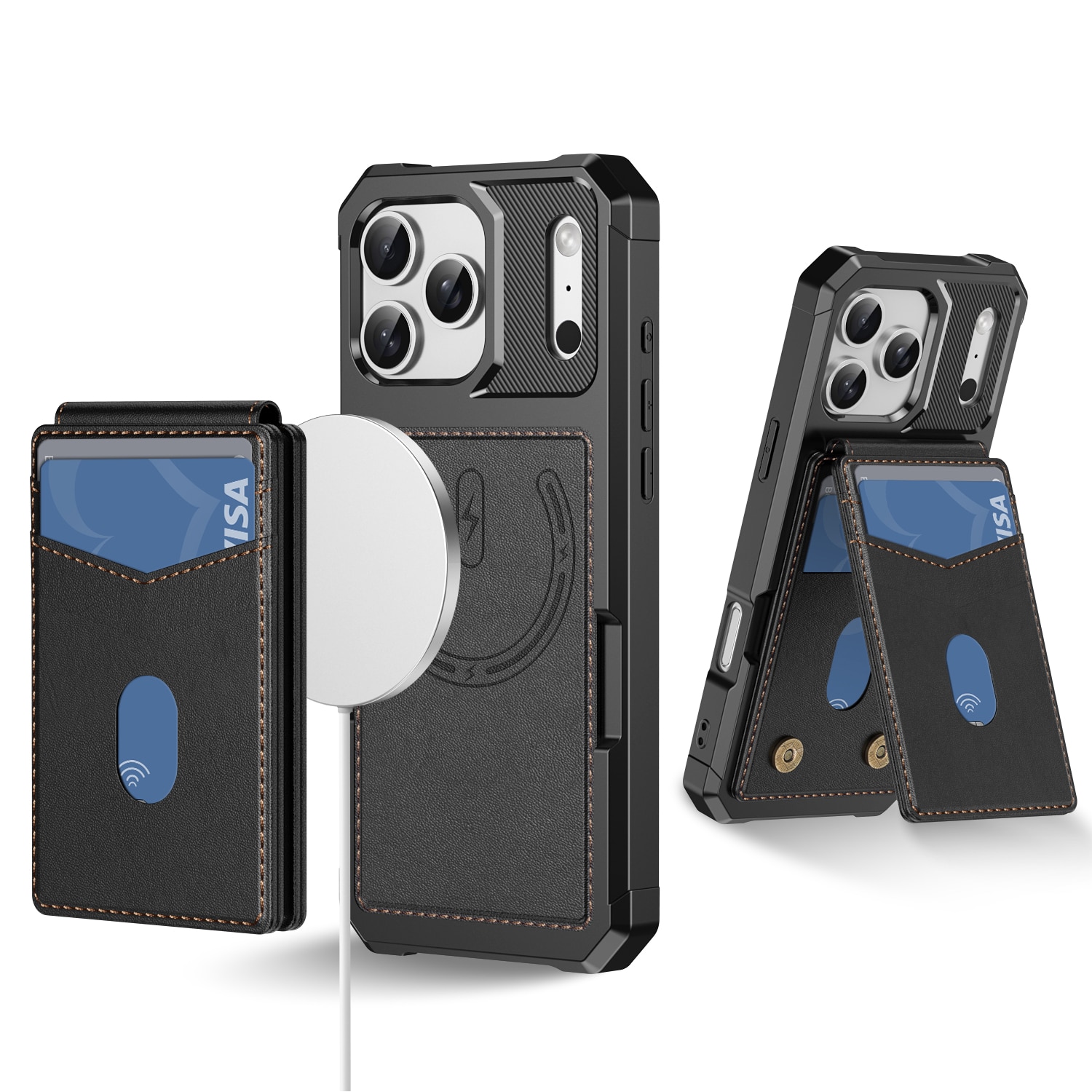 iPhone 17 Pro Max Magnetische Hülle mit Kartenhalter Schwarz