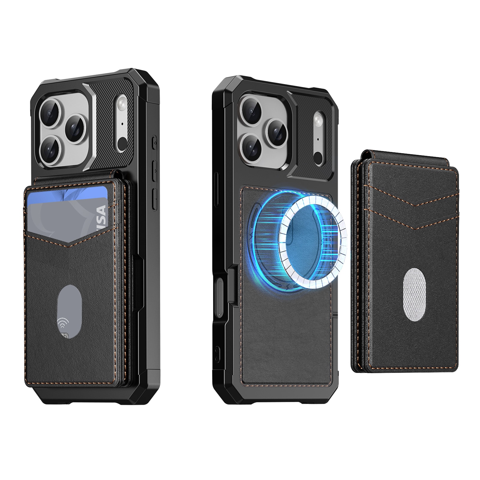 iPhone 17 Pro Max Magnetische Hülle mit Kartenhalter Schwarz