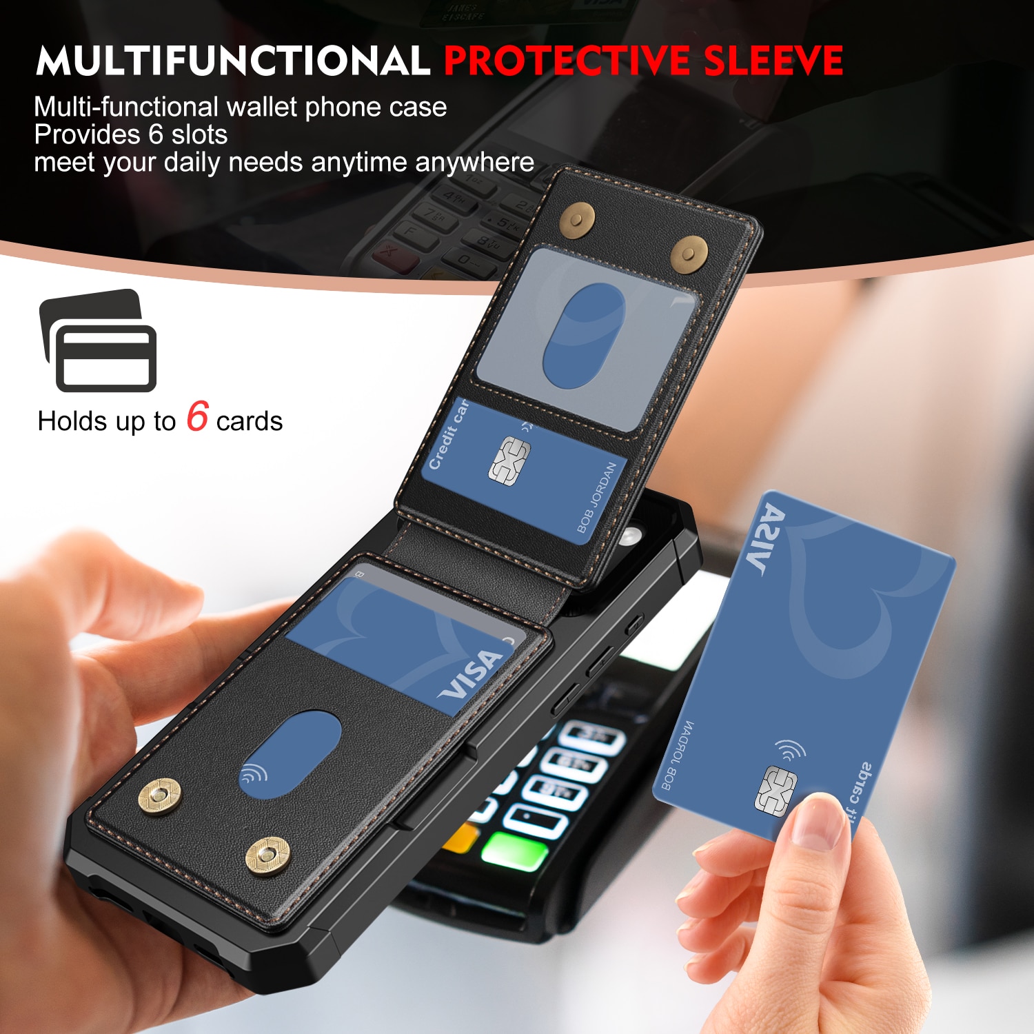 iPhone 17 Pro Max Magnetische Hülle mit Kartenhalter Schwarz