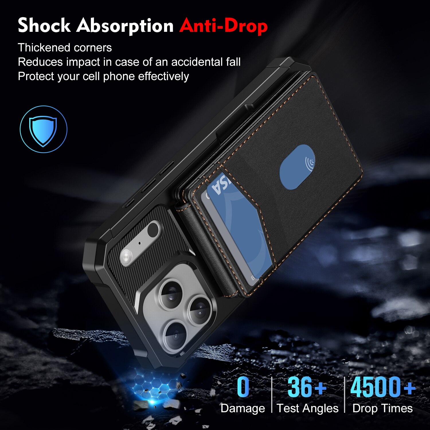 iPhone 17 Pro Max Magnetische Hülle mit Kartenhalter Schwarz
