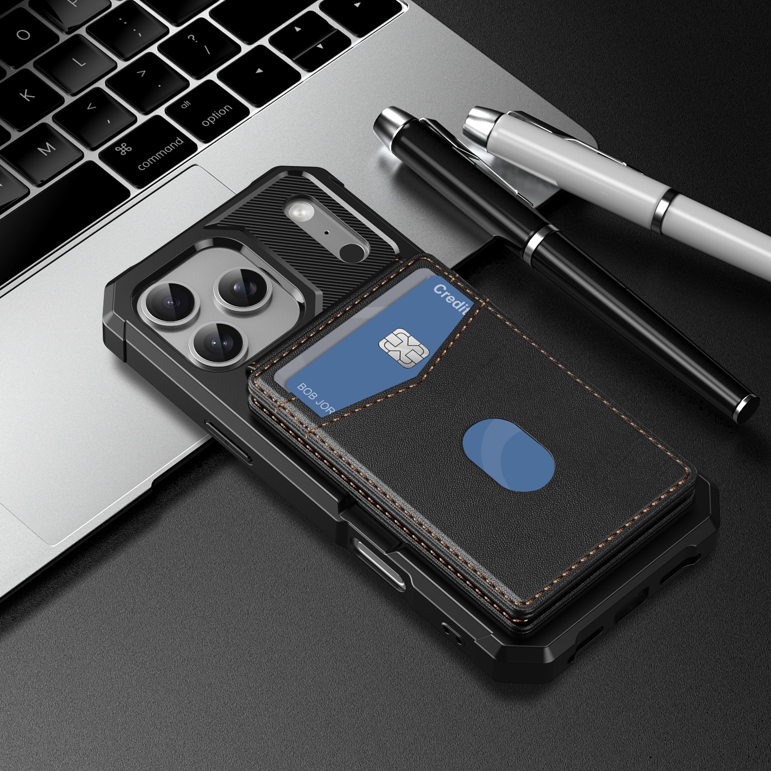 iPhone 17 Pro Max Magnetische Hülle mit Kartenhalter Schwarz