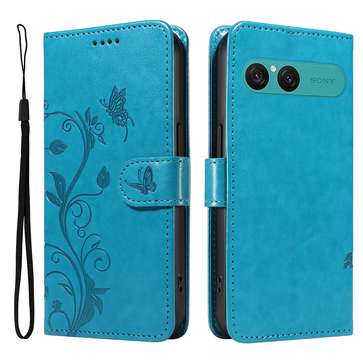 Sony Xperia 10 VII Handyhülle mit Schmetterlingsmuster, Blau