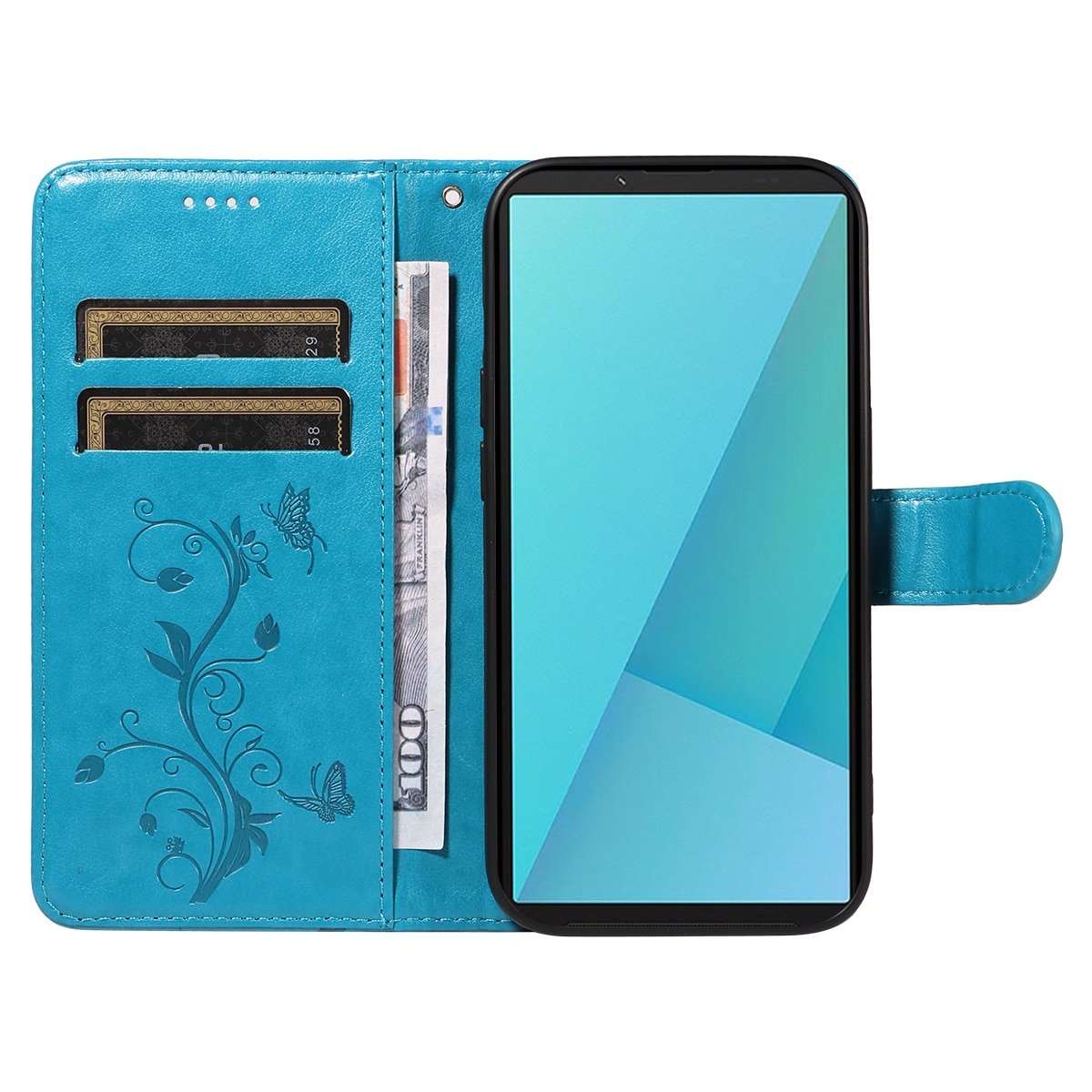 Sony Xperia 10 VII Handyhülle mit Schmetterlingsmuster, Blau