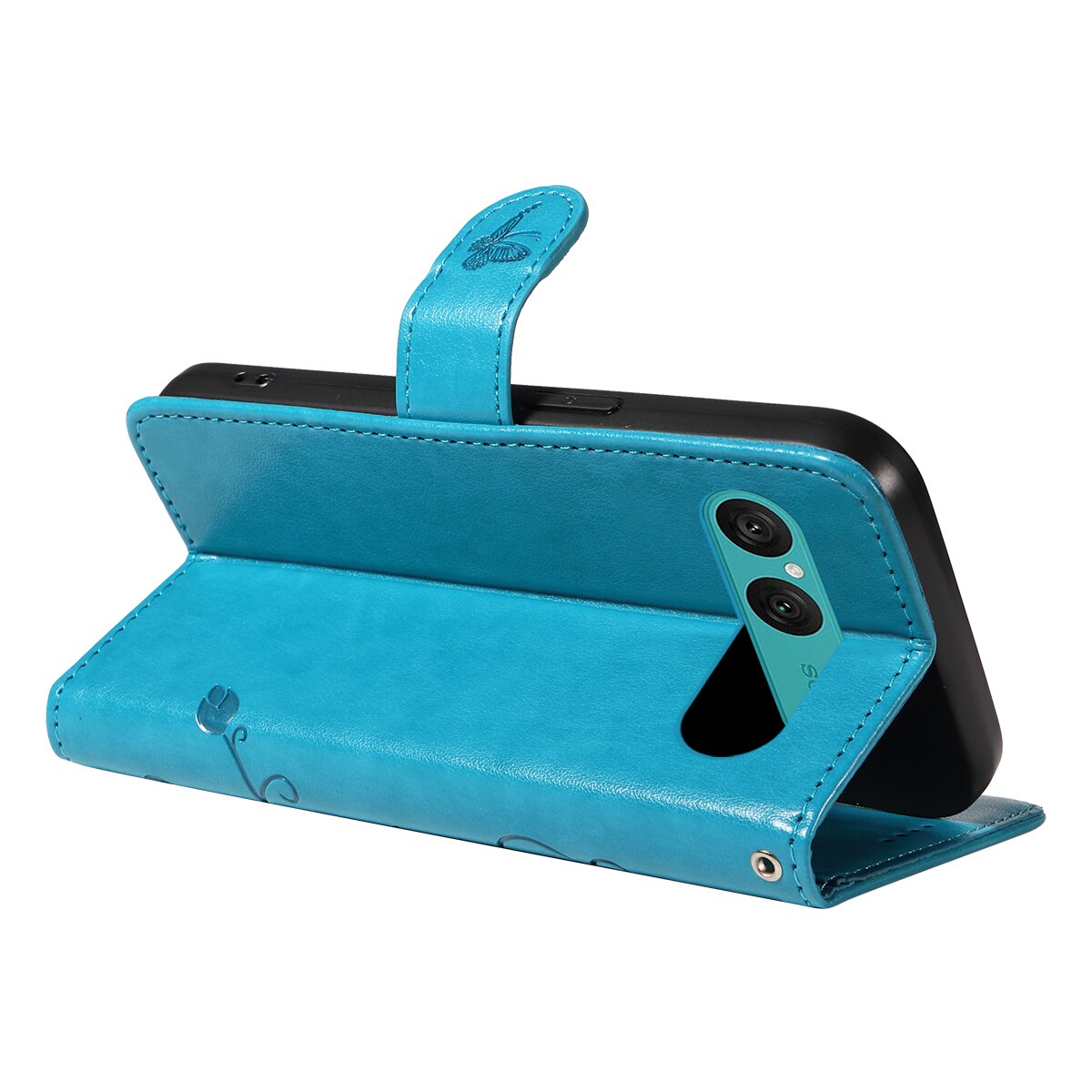 Sony Xperia 10 VII Handyhülle mit Schmetterlingsmuster, Blau