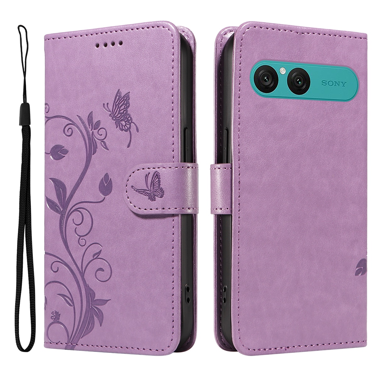 Sony Xperia 10 VII Handyhülle mit Schmetterlingsmuster, Lila