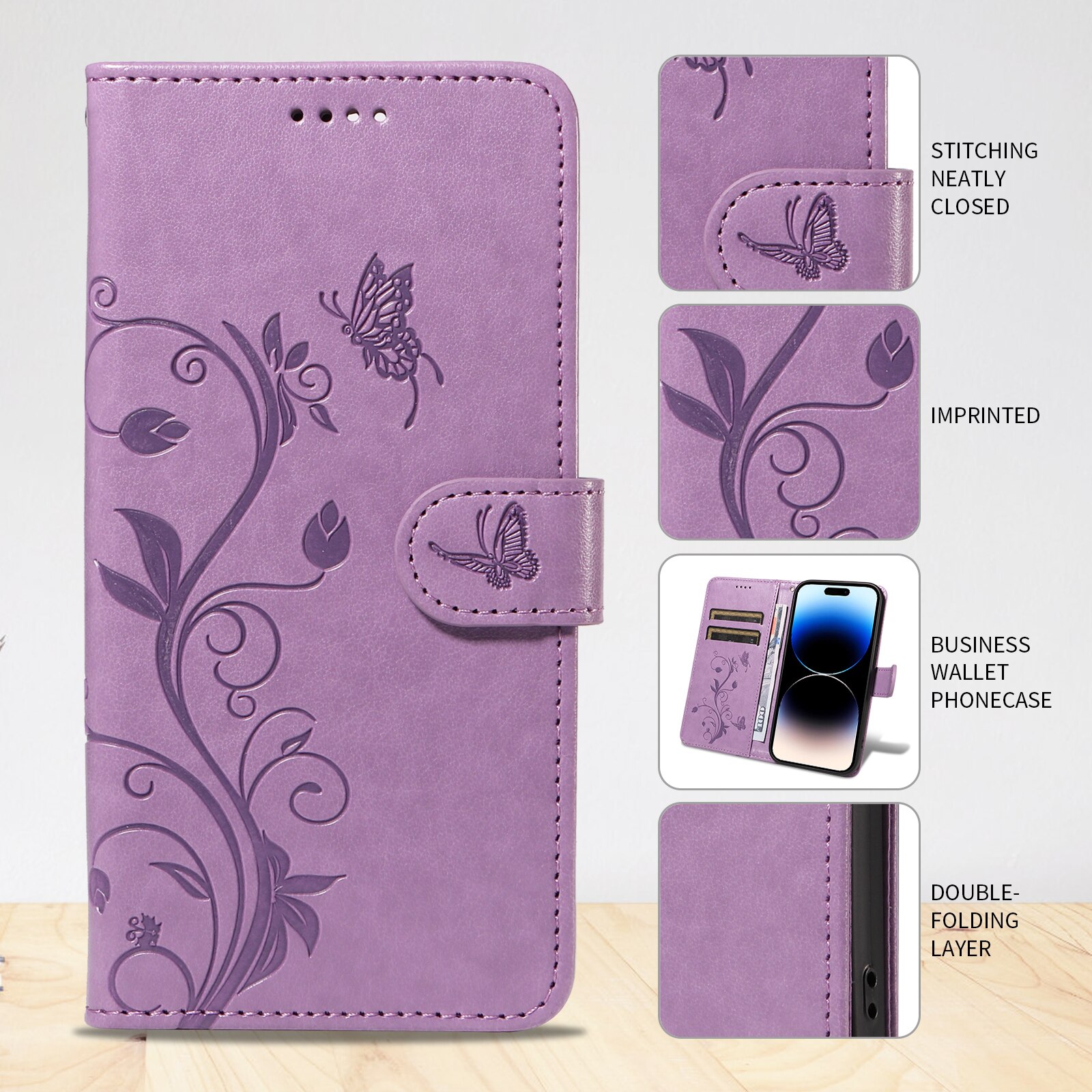 Sony Xperia 10 VII Handyhülle mit Schmetterlingsmuster, Lila