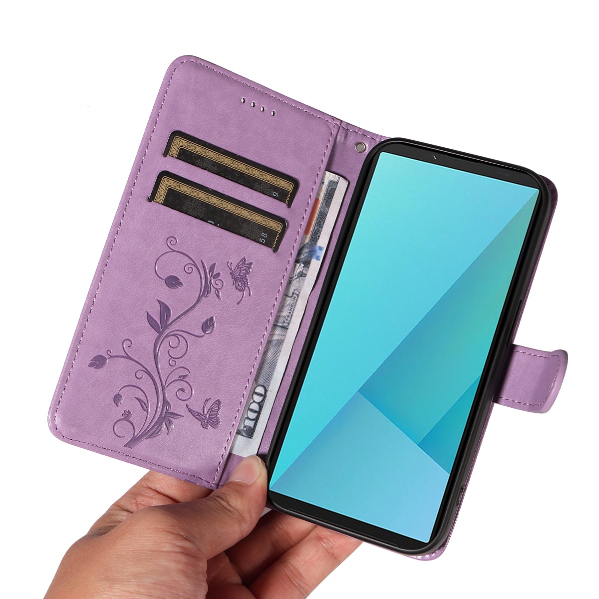 Sony Xperia 10 VII Handyhülle mit Schmetterlingsmuster, Lila