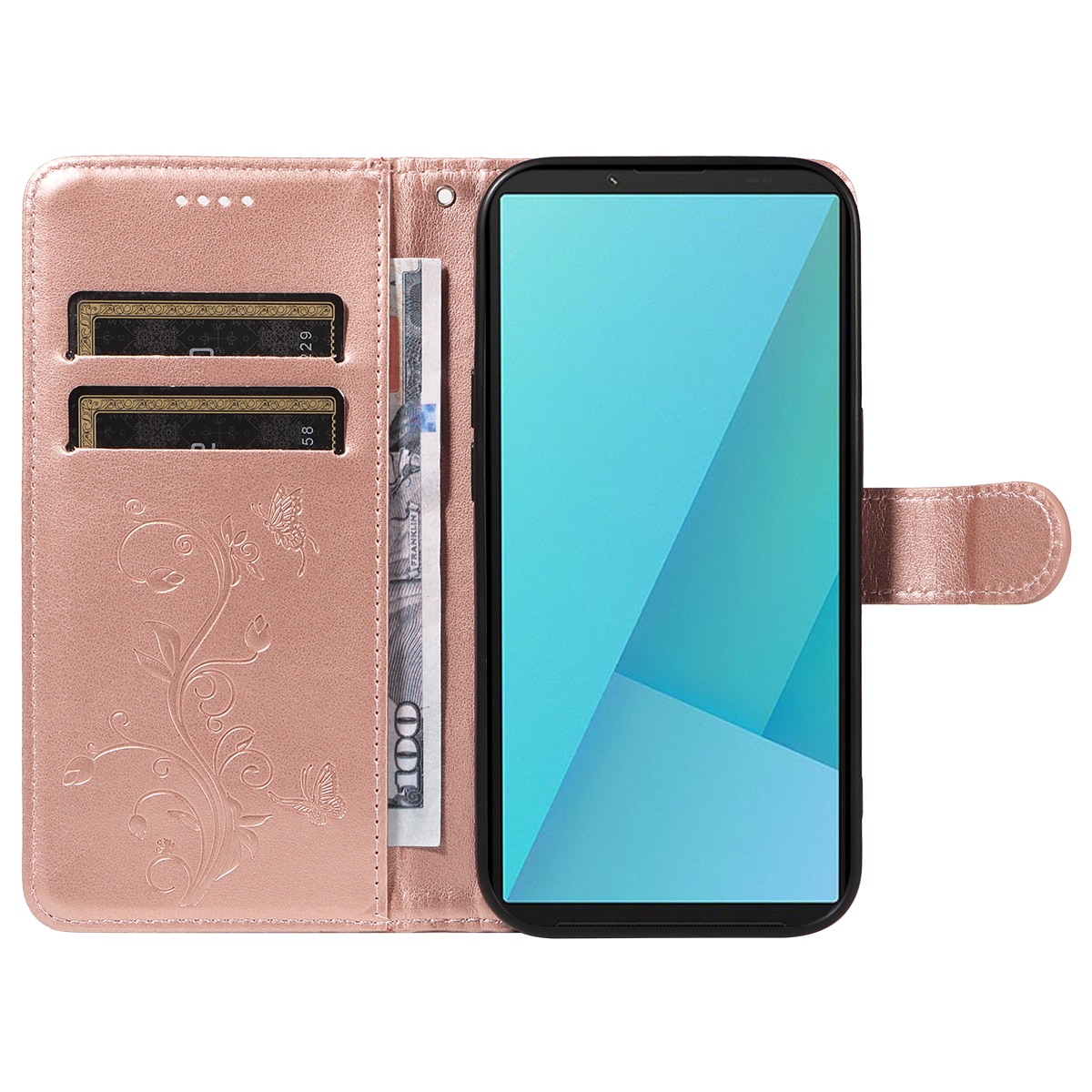 Sony Xperia 10 VII Handyhülle mit Schmetterlingsmuster, Roségold