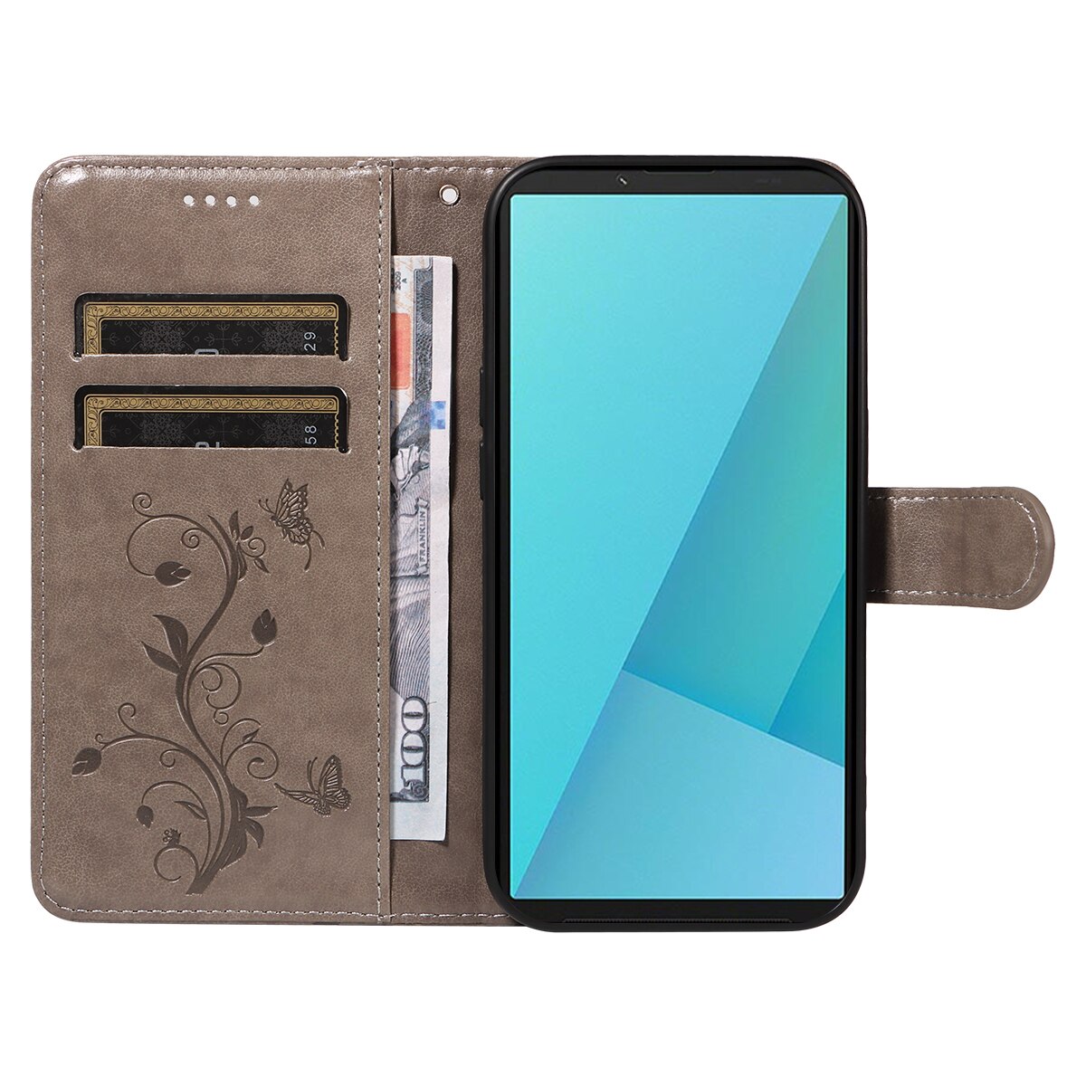 Sony Xperia 10 VII Handyhülle mit Schmetterlingsmuster, Grau