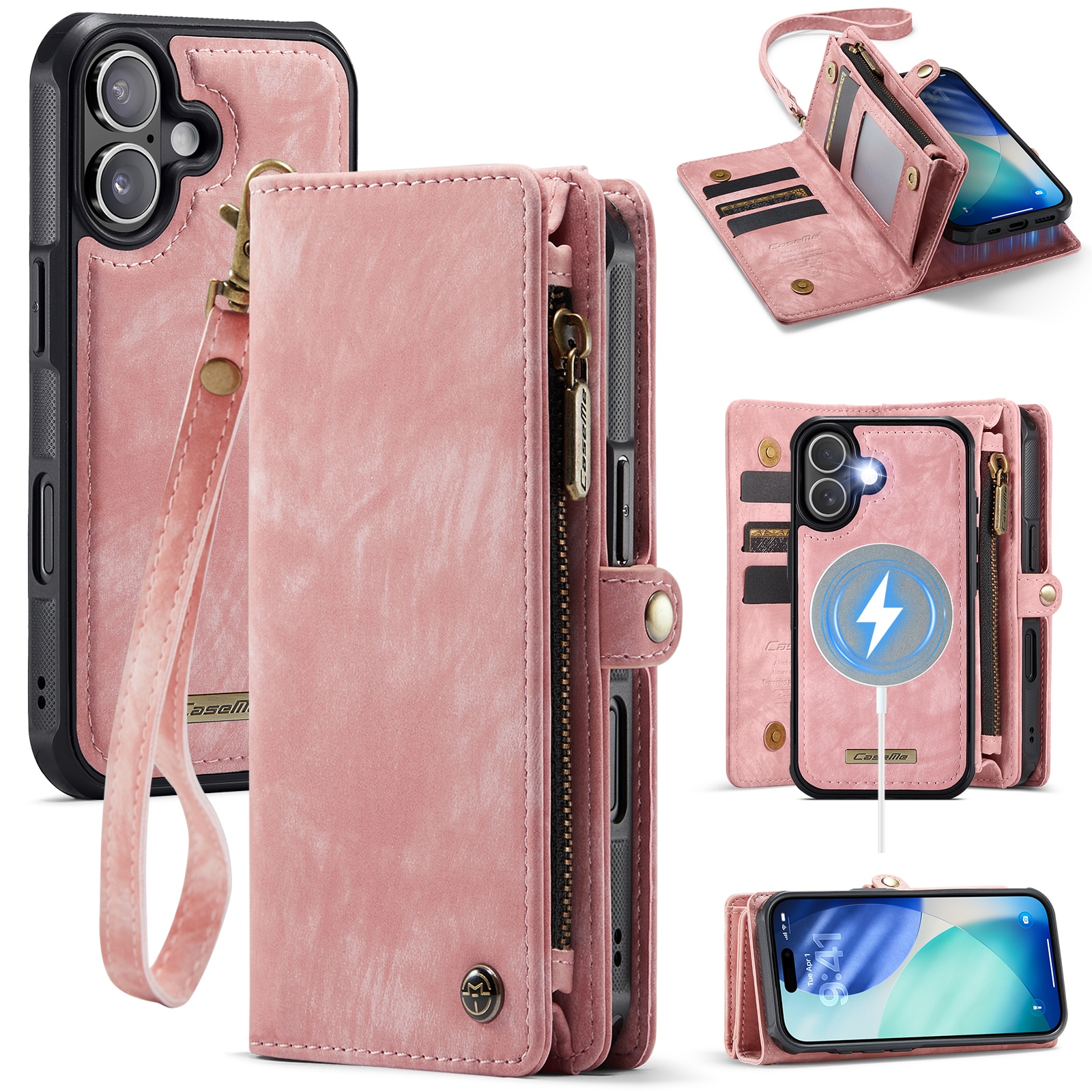Multi-slot Portemonnaie-Hülle iPhone 17 Rosa