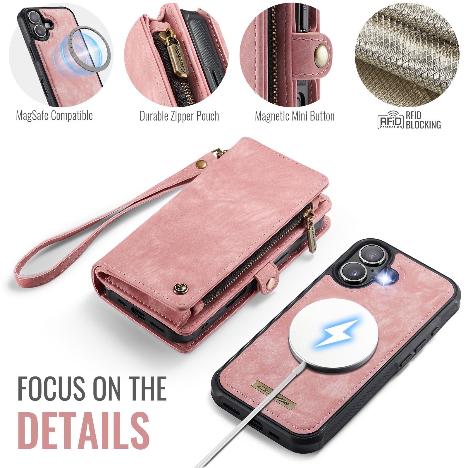 Multi-slot Portemonnaie-Hülle iPhone 17 Rosa