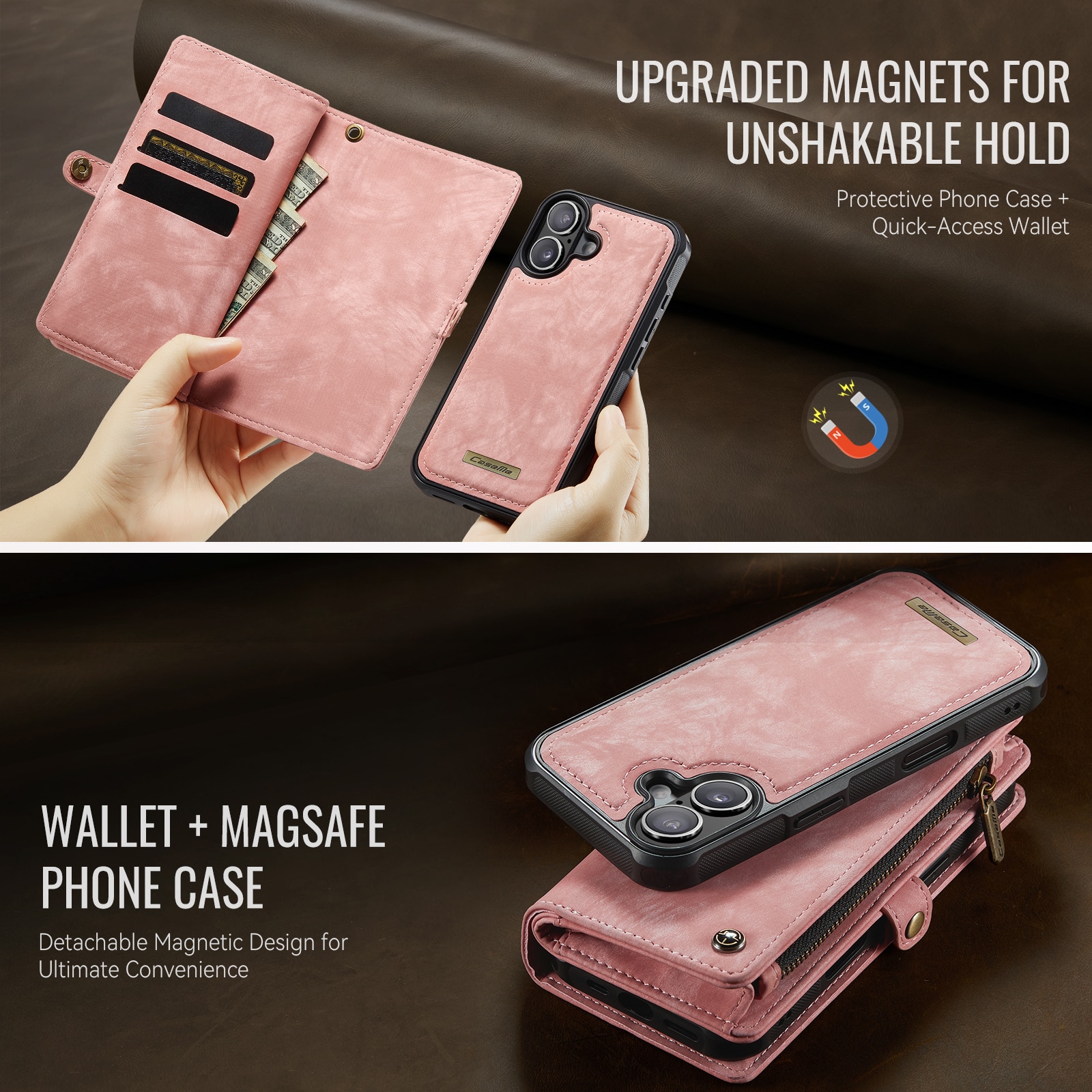 Multi-slot Portemonnaie-Hülle iPhone 17 Rosa