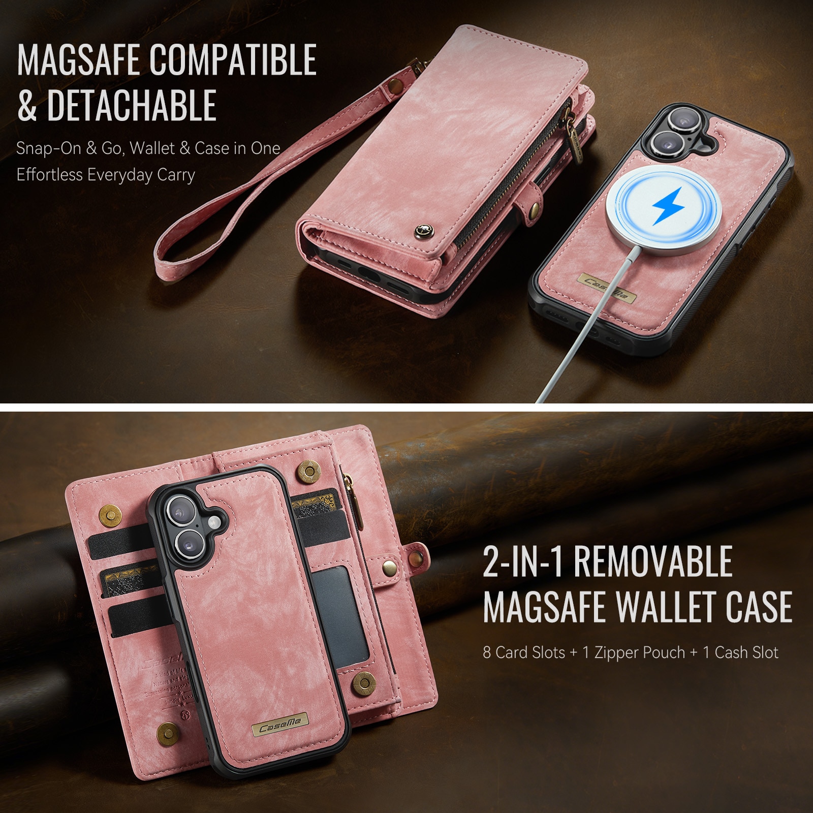 Multi-slot Portemonnaie-Hülle iPhone 17 Rosa