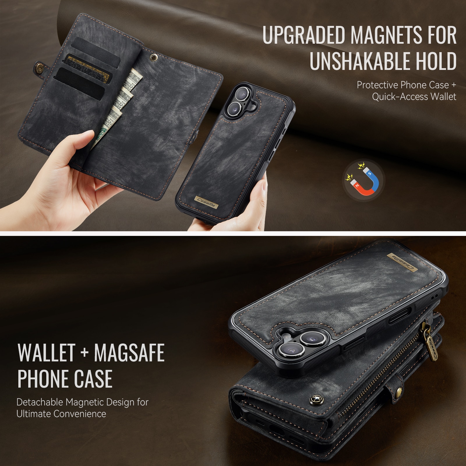 Multi-slot Portemonnaie-Hülle iPhone 17 Grau