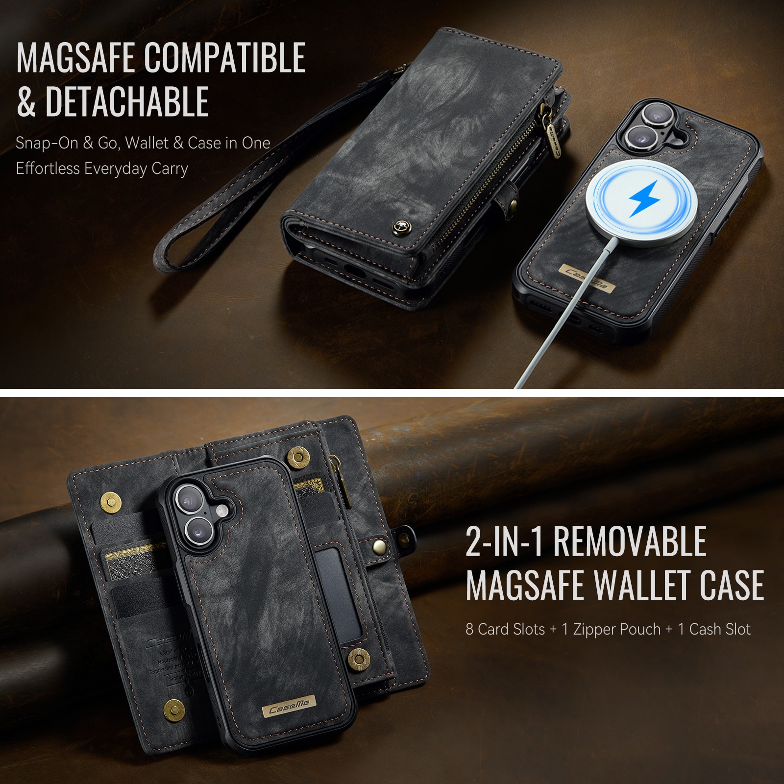 Multi-slot Portemonnaie-Hülle iPhone 17 Grau