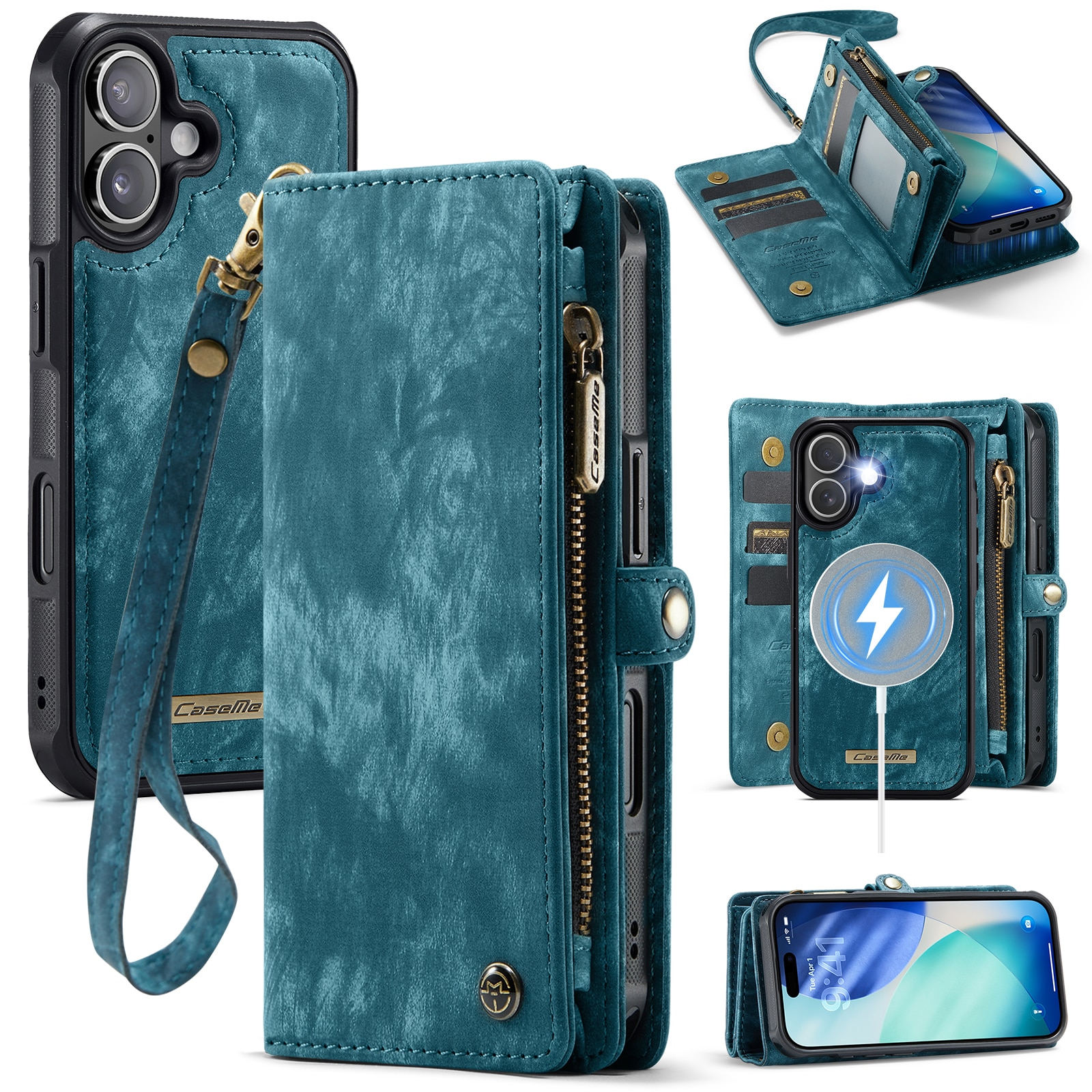 Multi-slot Portemonnaie-Hülle iPhone 17 Blau