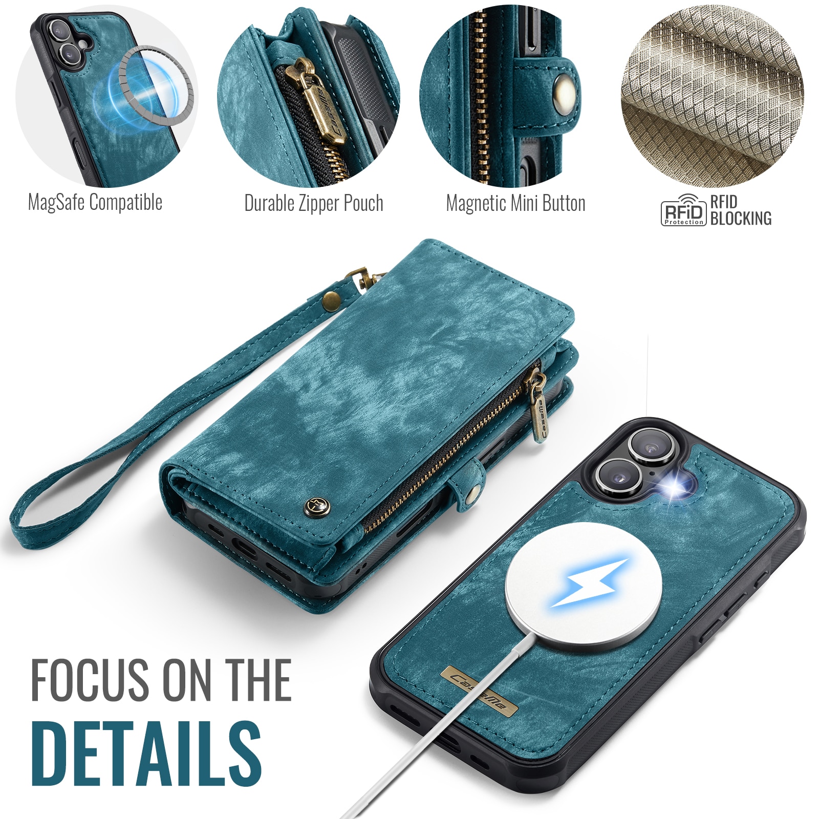 Multi-slot Portemonnaie-Hülle iPhone 17 Blau