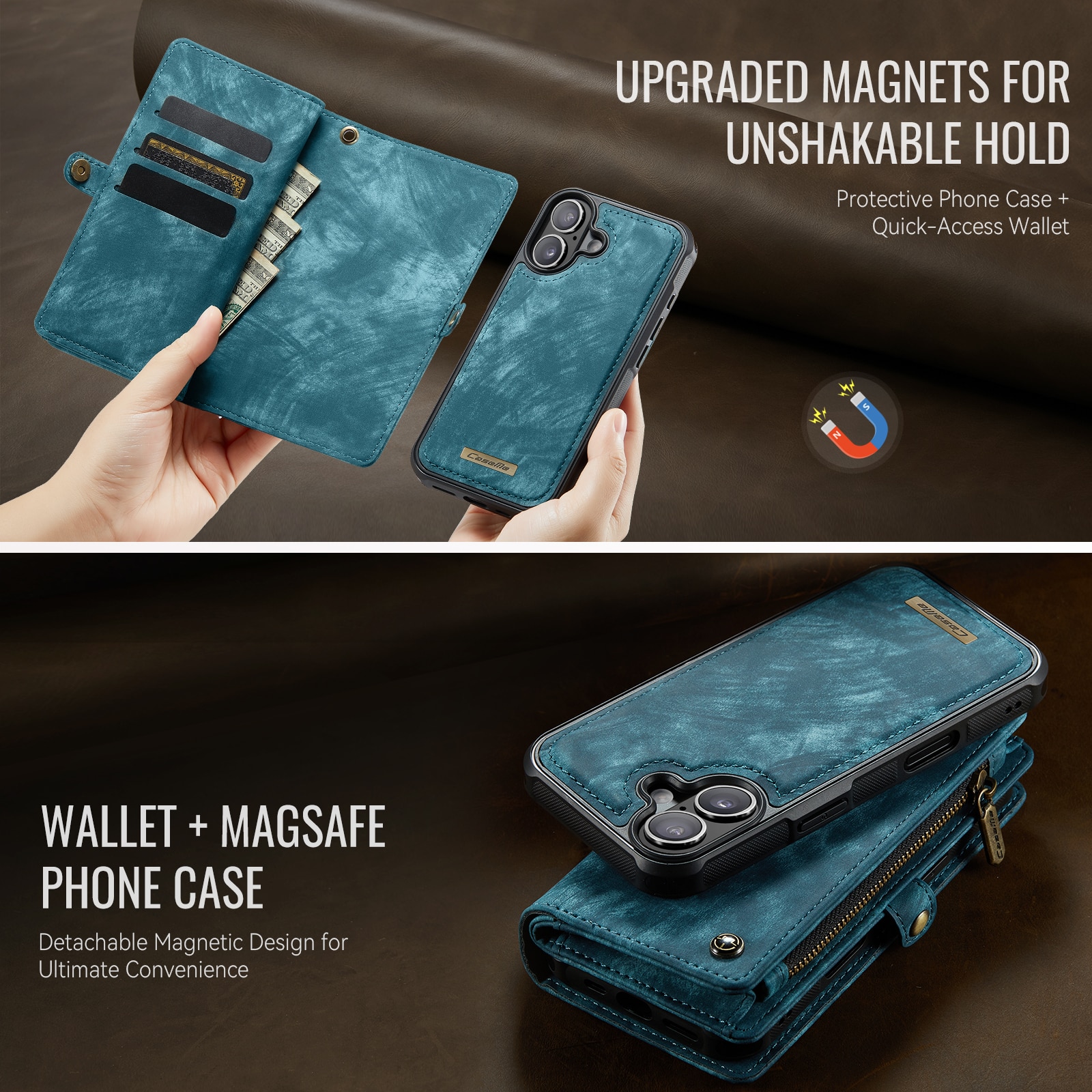 Multi-slot Portemonnaie-Hülle iPhone 17 Blau
