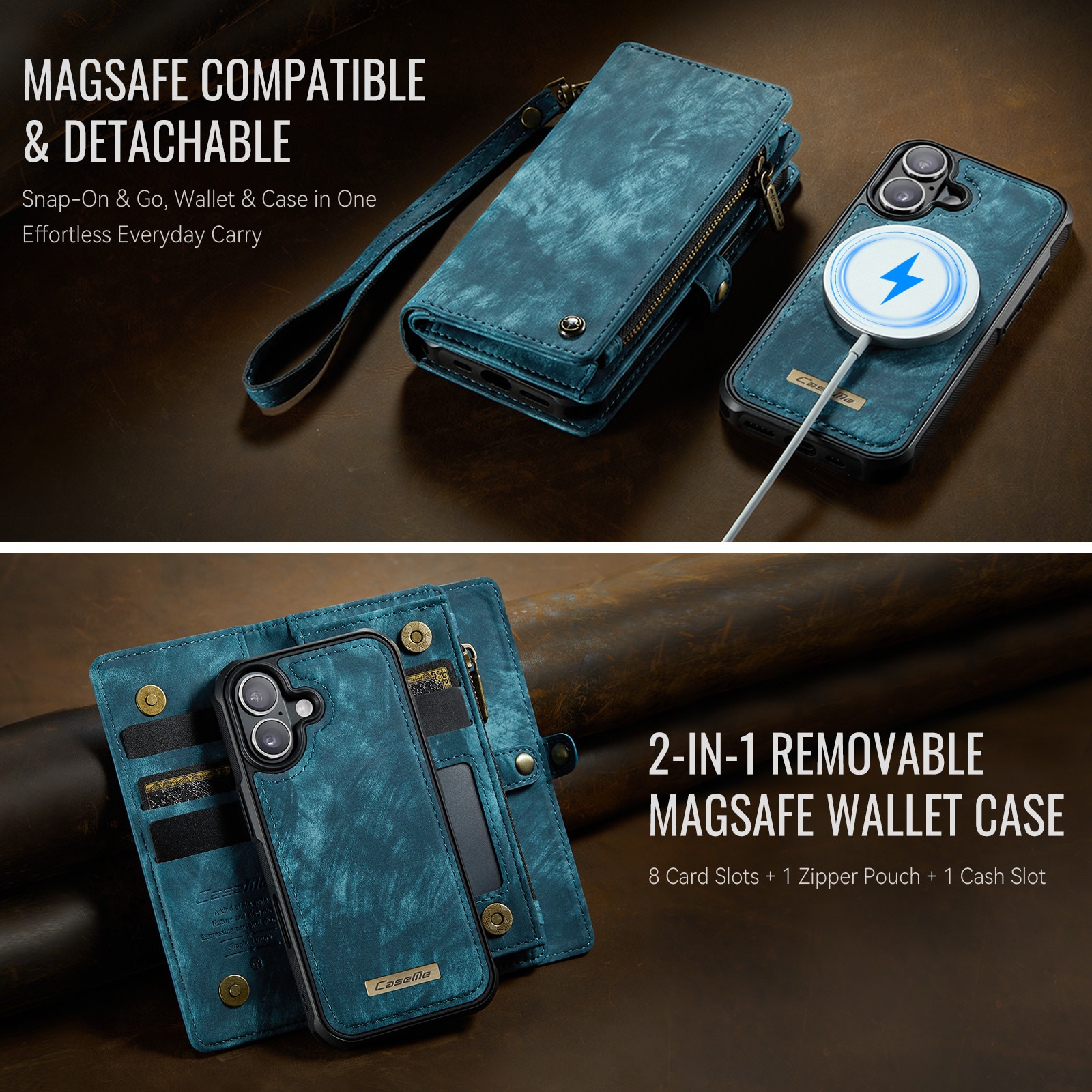 Multi-slot Portemonnaie-Hülle iPhone 17 Blau