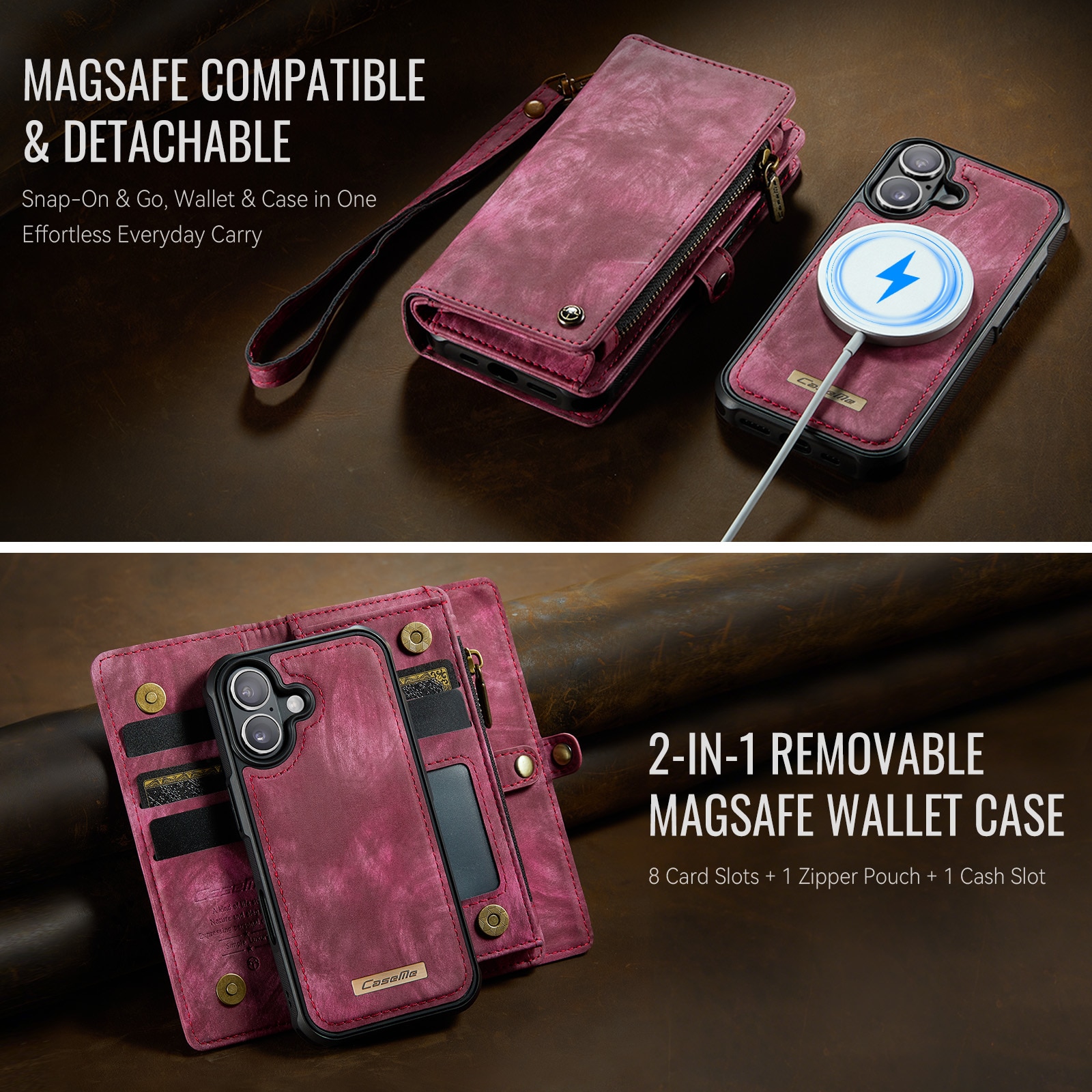 Multi-slot Portemonnaie-Hülle iPhone 17 Rot