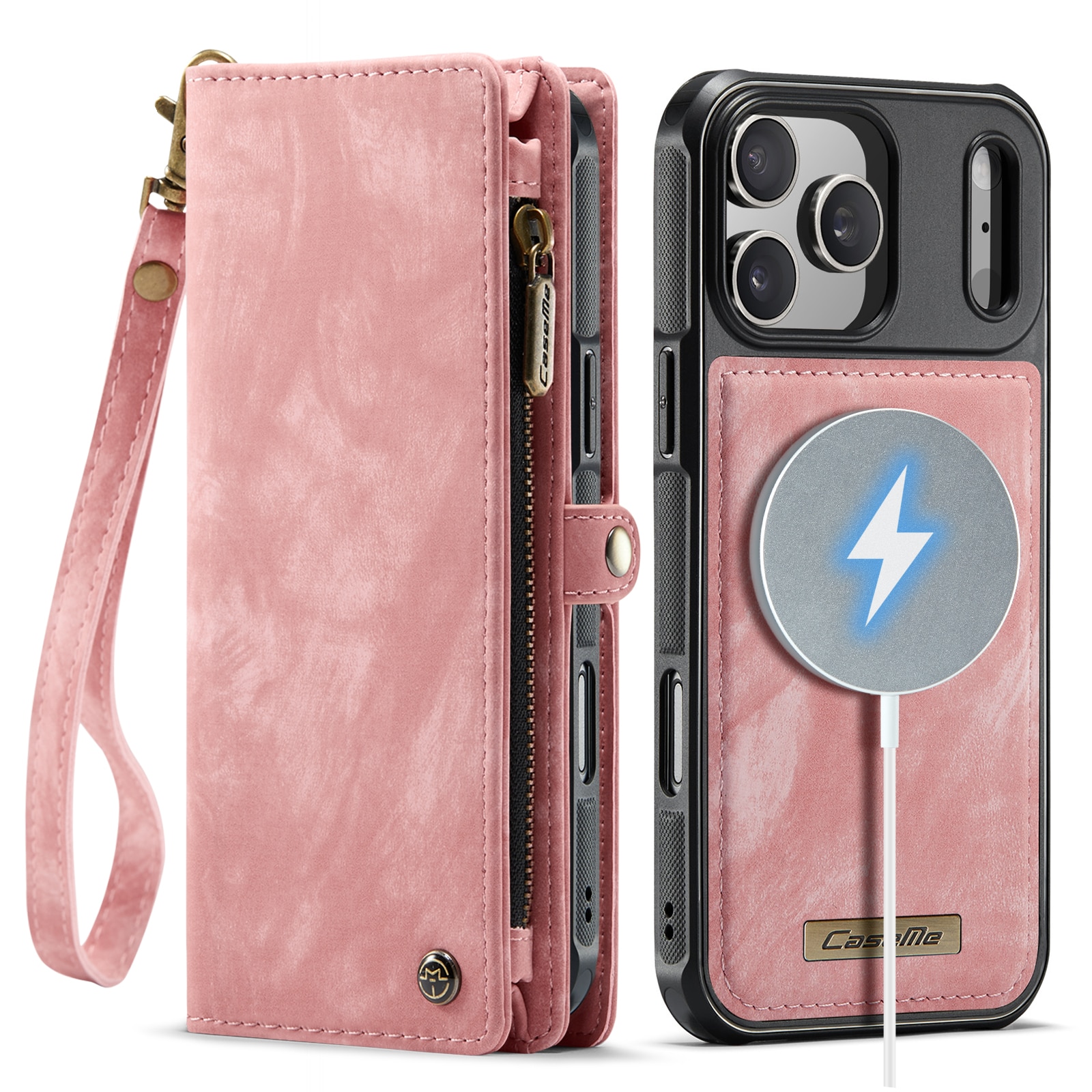 Multi-slot Portemonnaie-Hülle iPhone 17 Pro Max Rosa