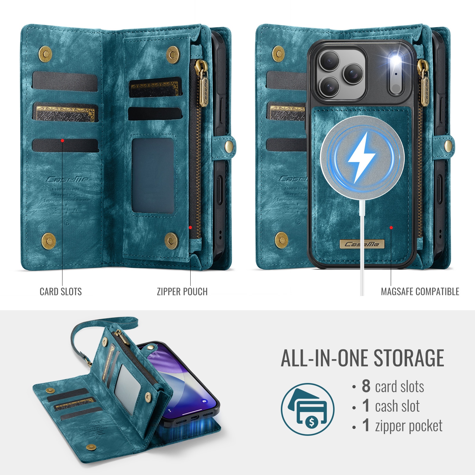 Multi-slot Portemonnaie-Hülle iPhone 17 Pro Max Blau