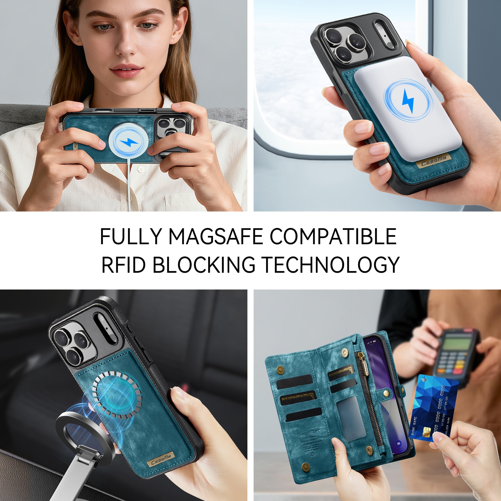 Multi-slot Portemonnaie-Hülle iPhone 17 Pro Max Blau