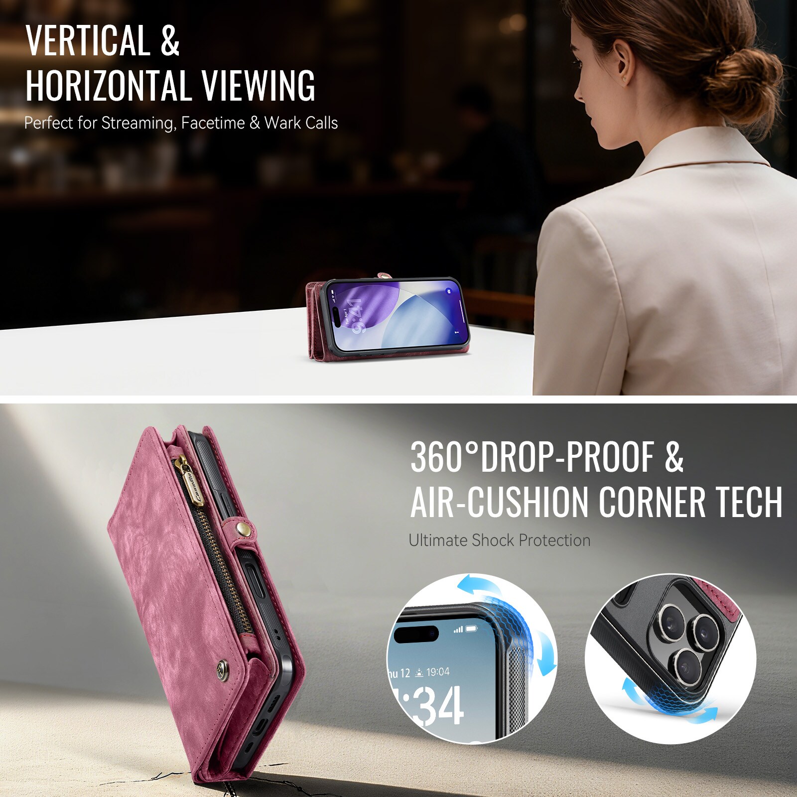 Multi-slot Portemonnaie-Hülle iPhone 17 Pro Max Rot