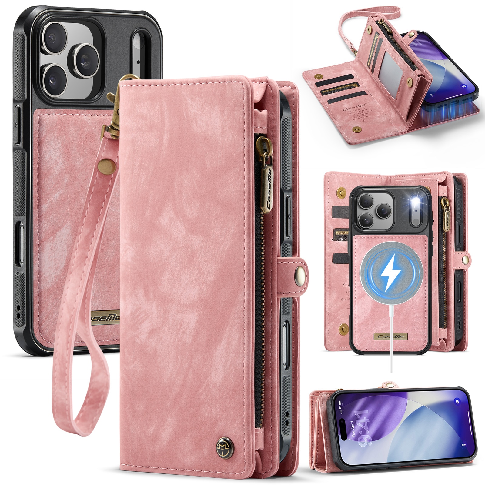 Multi-slot Portemonnaie-Hülle iPhone 17 Pro Rosa