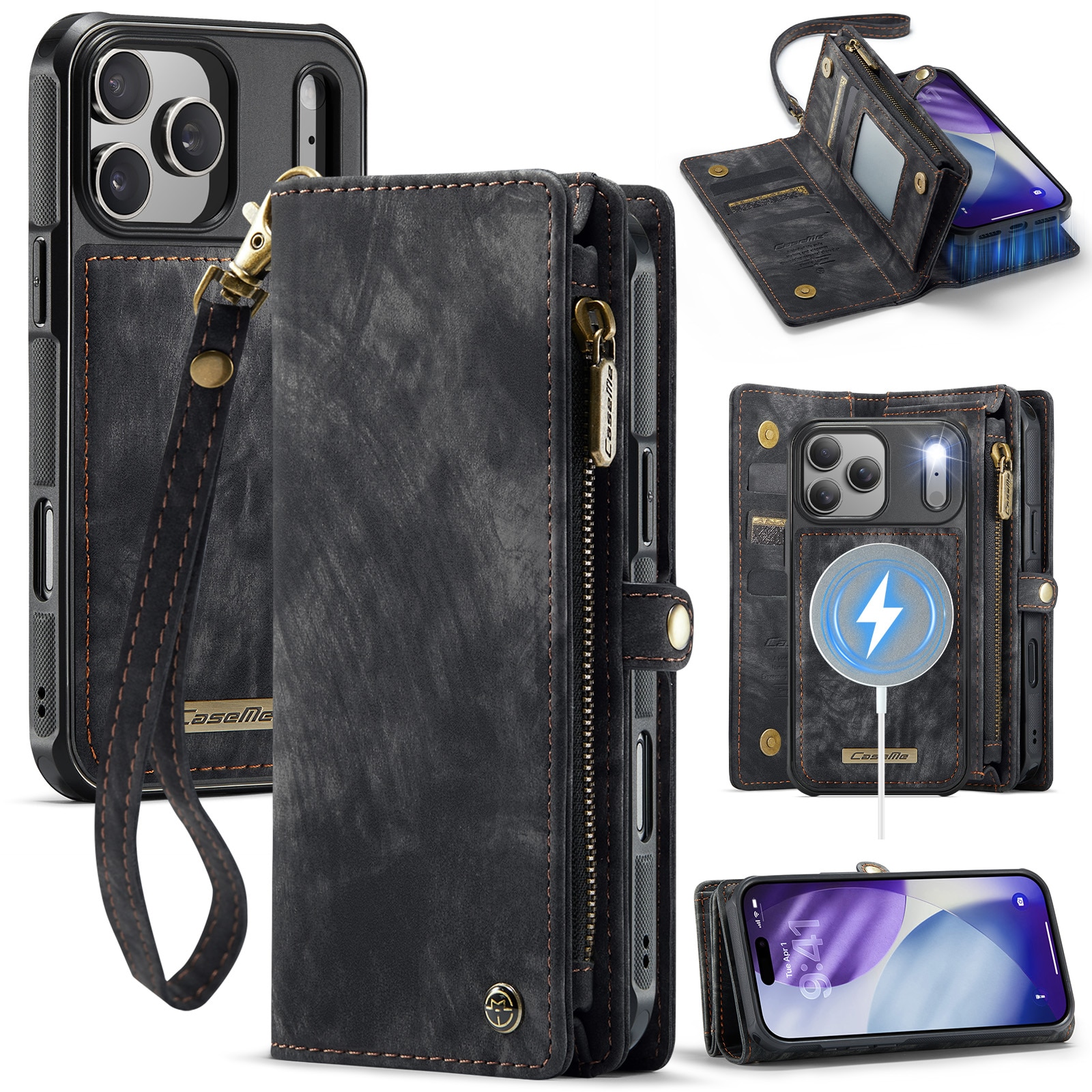 Multi-slot Portemonnaie-Hülle iPhone 17 Pro Grau