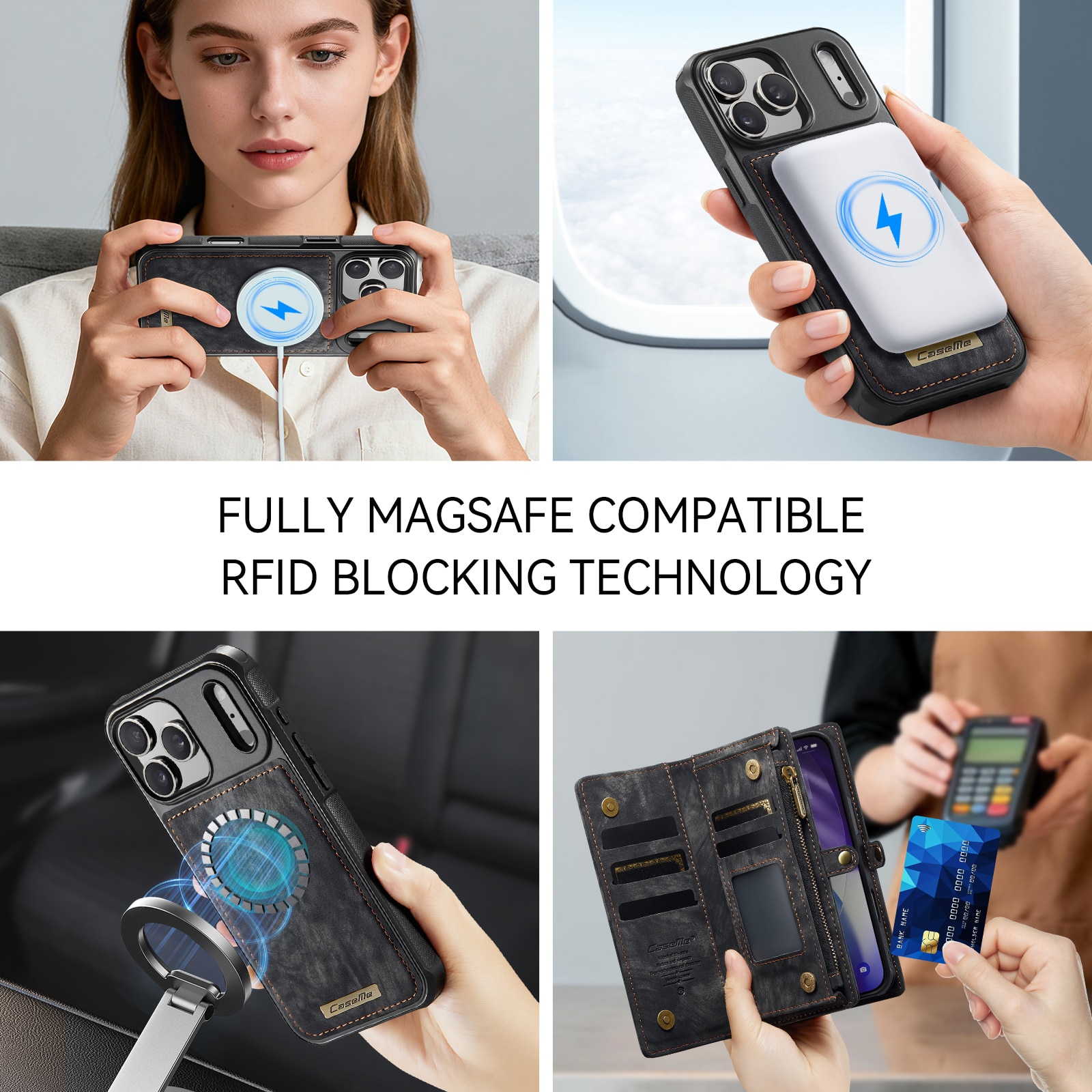 Multi-slot Portemonnaie-Hülle iPhone 17 Pro Grau
