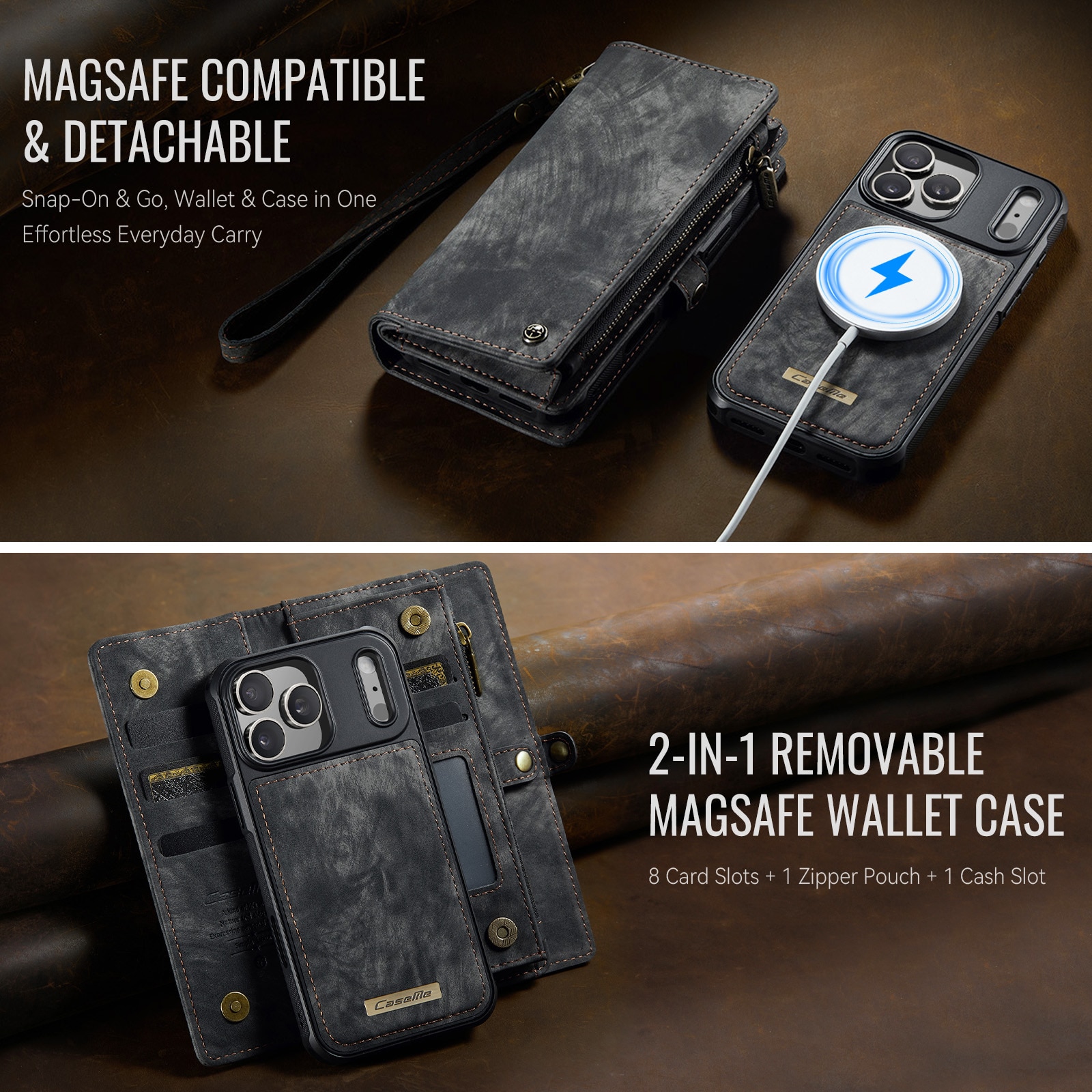Multi-slot Portemonnaie-Hülle iPhone 17 Pro Grau