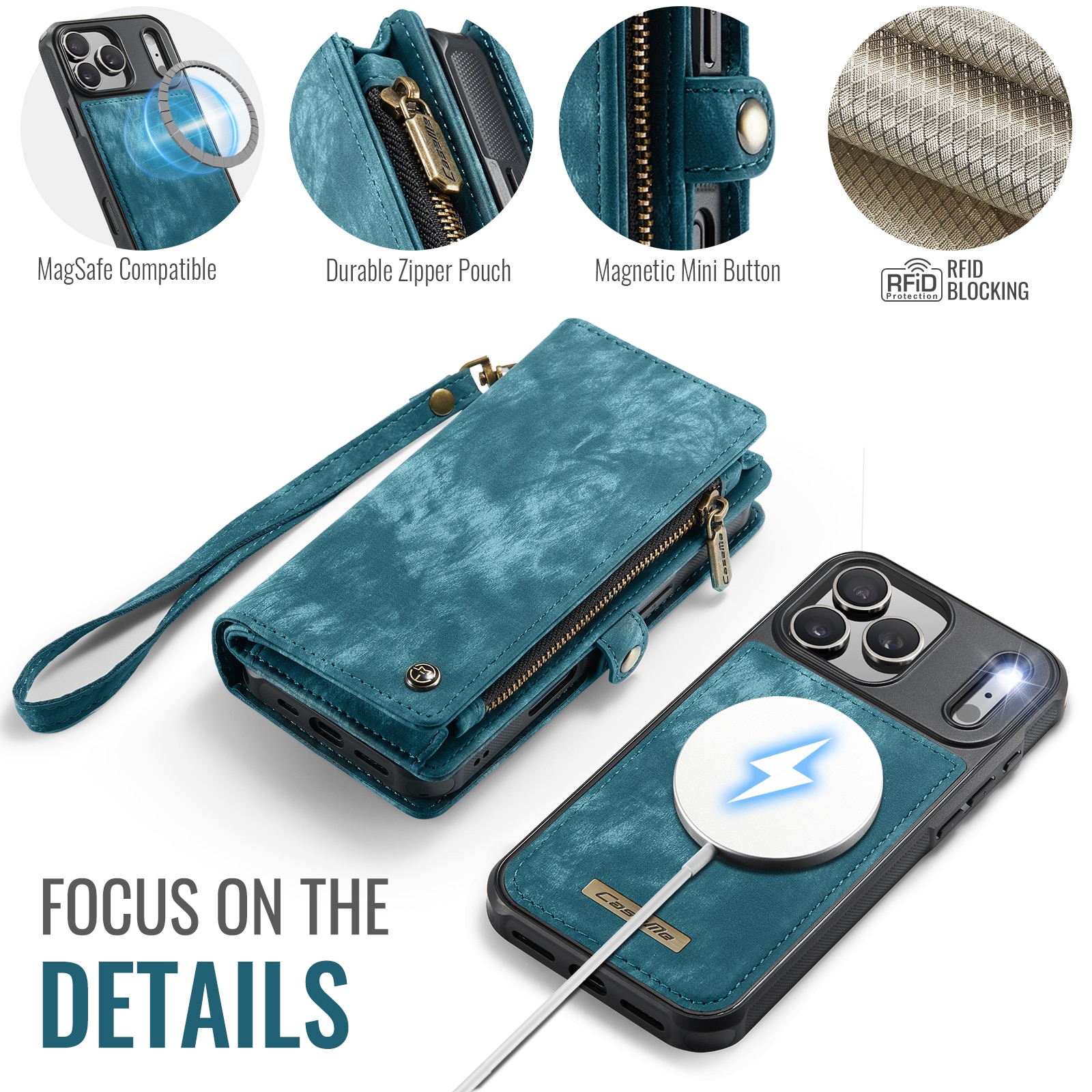 Multi-slot Portemonnaie-Hülle iPhone 17 Pro Blau