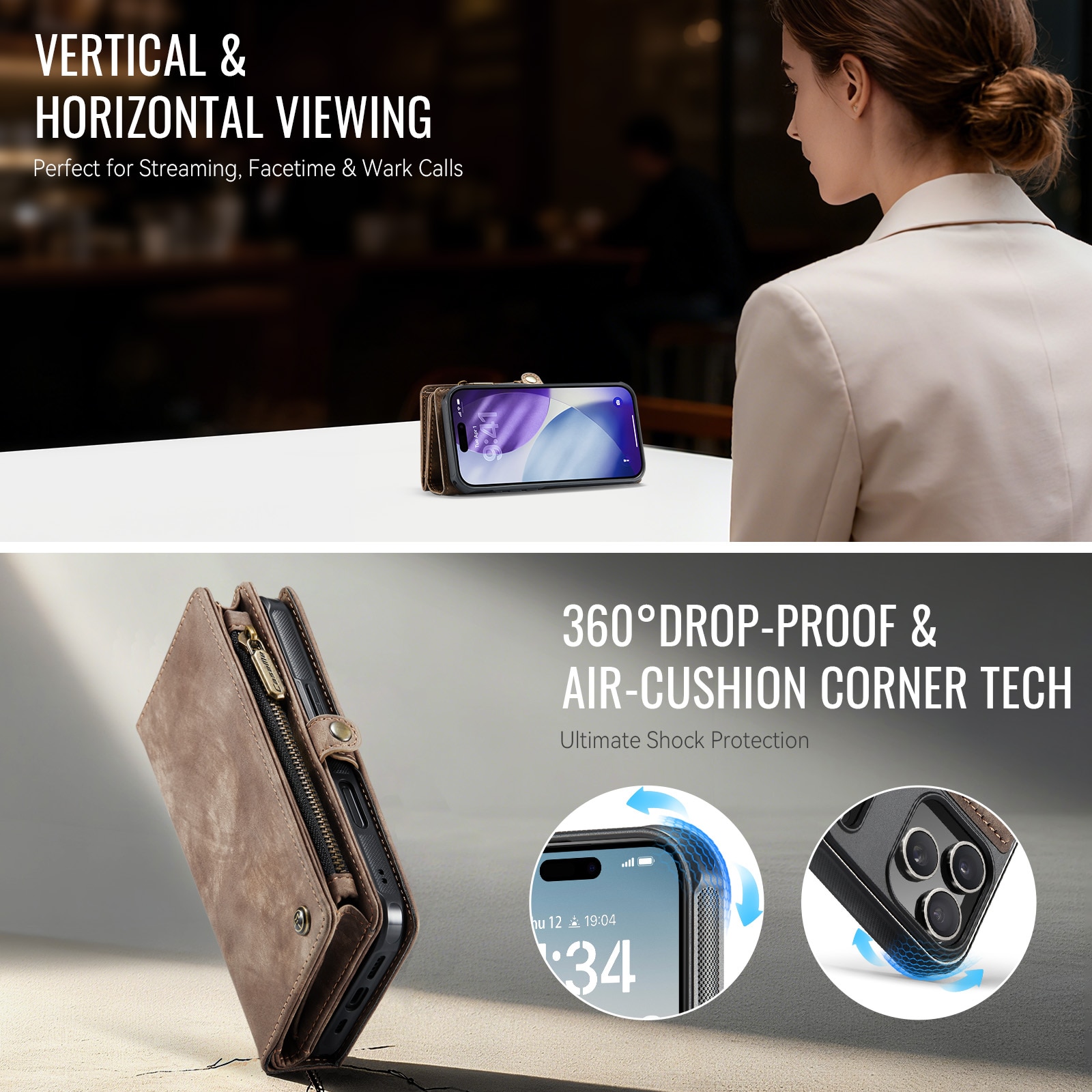 Multi-slot Portemonnaie-Hülle iPhone 17 Pro Braun