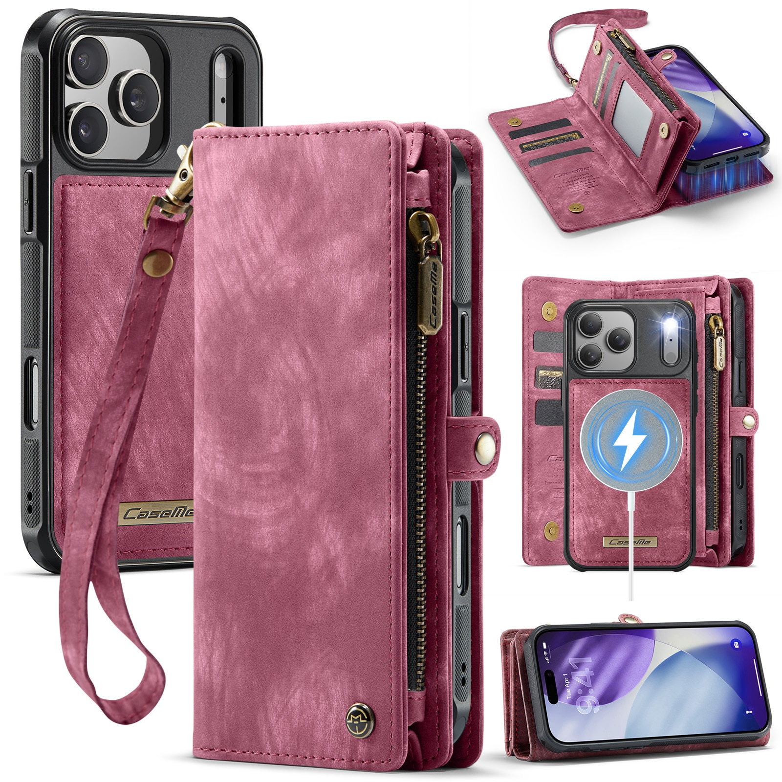 Multi-slot Portemonnaie-Hülle iPhone 17 Pro Rot
