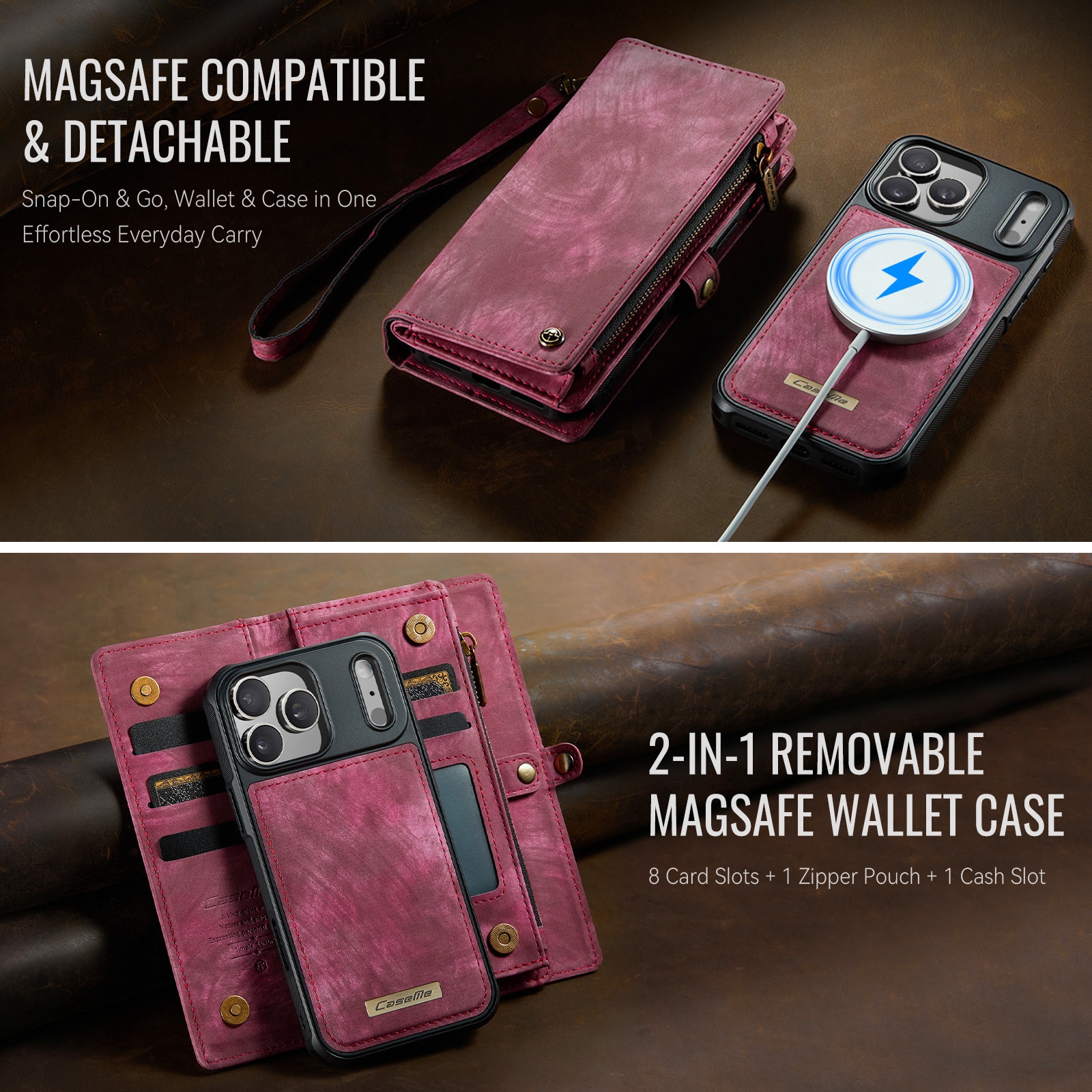 Multi-slot Portemonnaie-Hülle iPhone 17 Pro Rot
