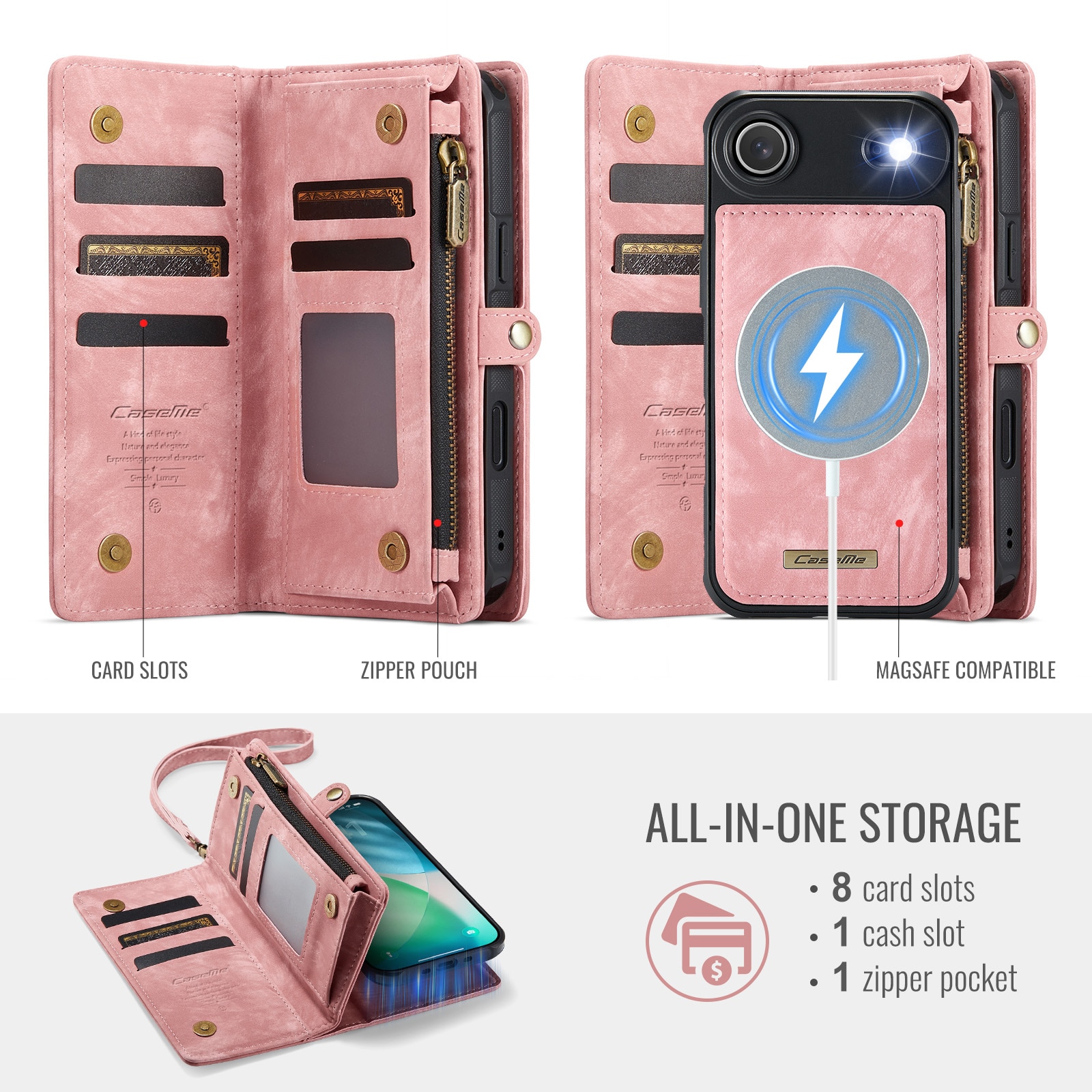 Multi-slot Portemonnaie-Hülle iPhone Air Rosa