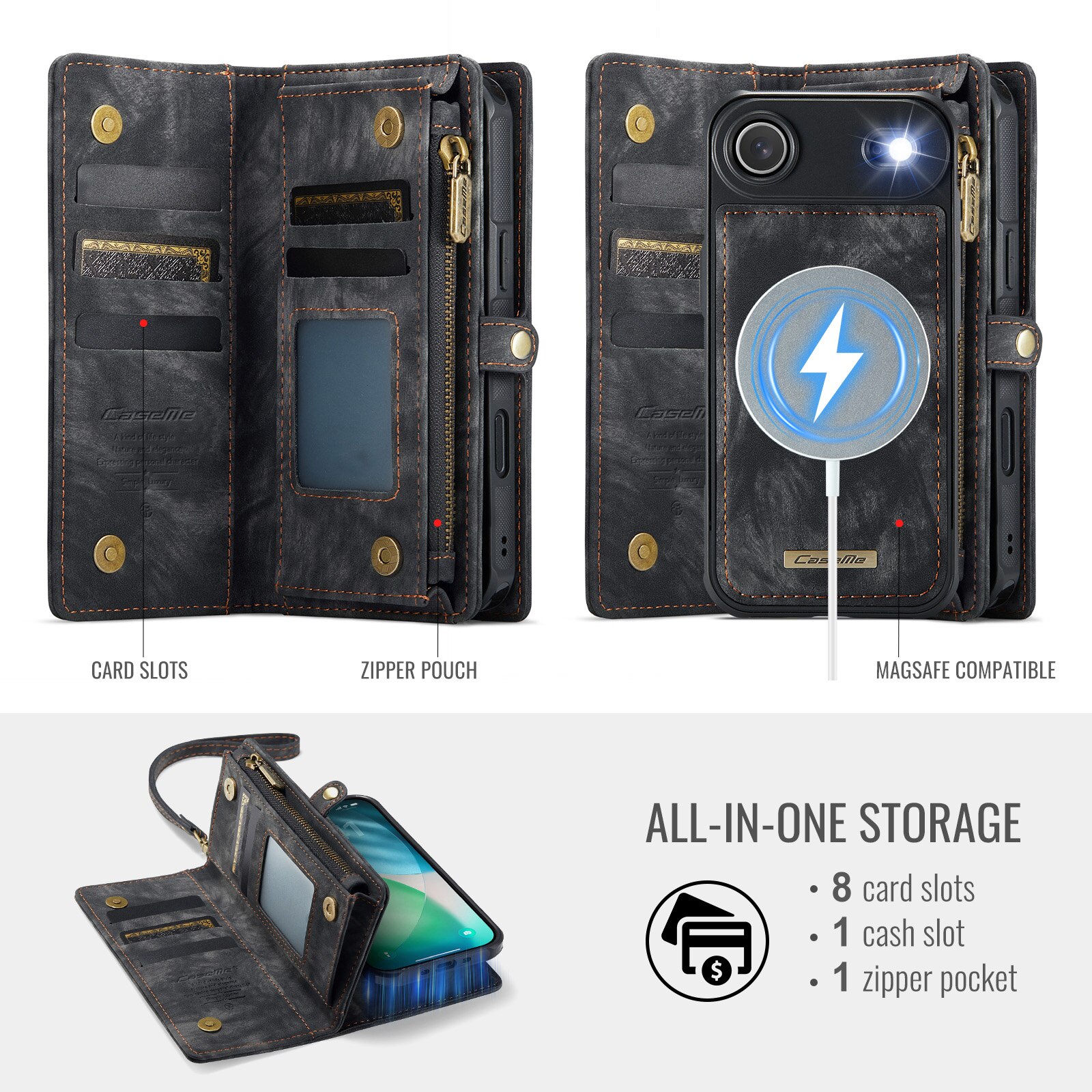 Multi-slot Portemonnaie-Hülle iPhone Air Grau