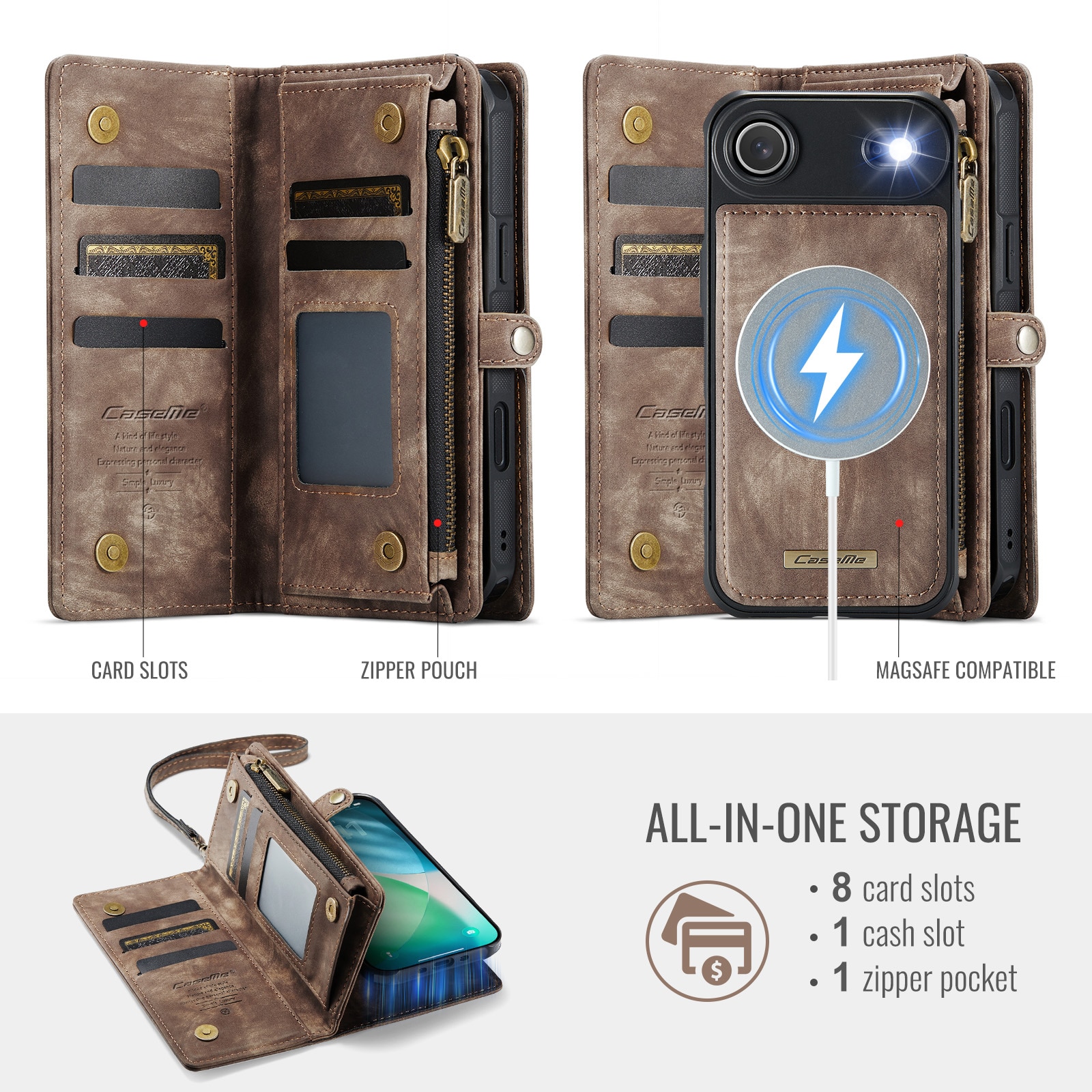 Multi-slot Portemonnaie-Hülle iPhone Air Braun