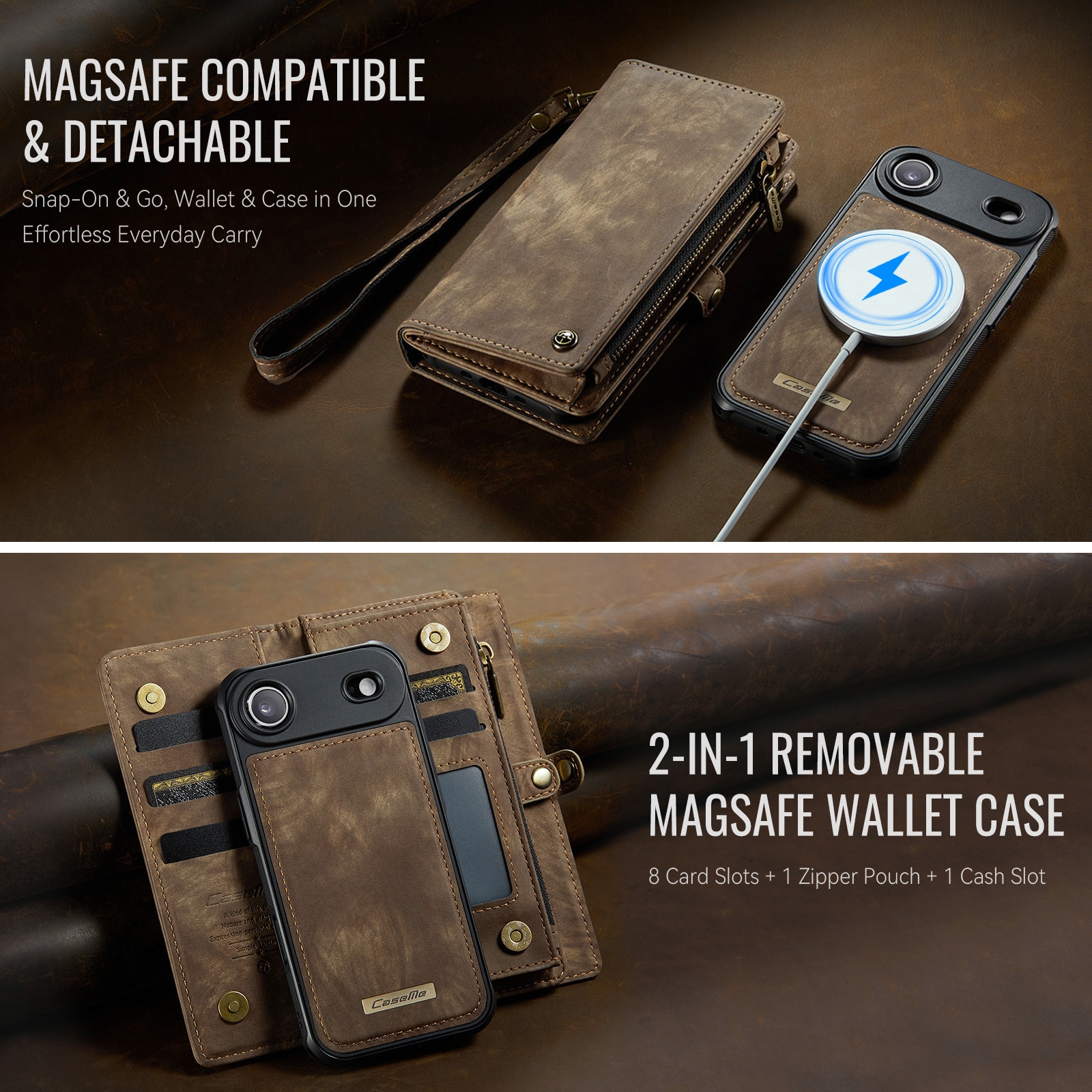 Multi-slot Portemonnaie-Hülle iPhone Air Braun