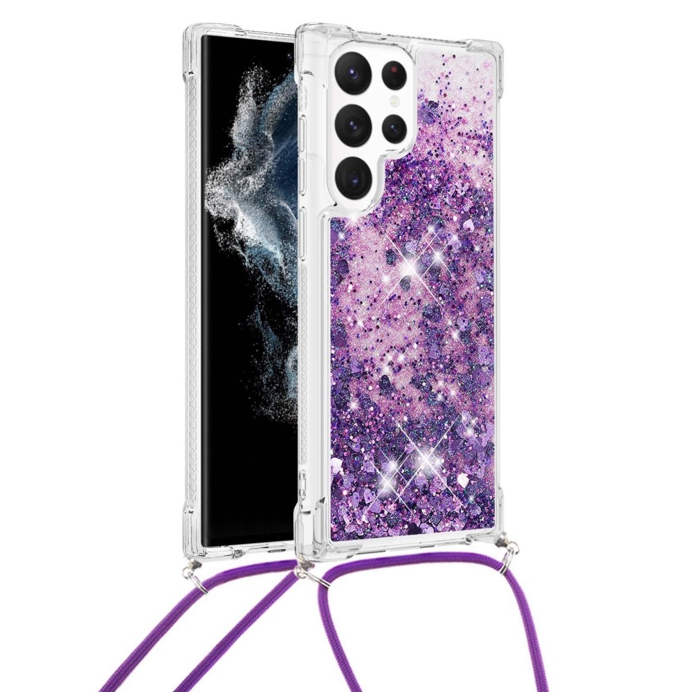 Samsung Galaxy S23 Ultra Glitter Powder TPU Handyhülle zum umhängen lila