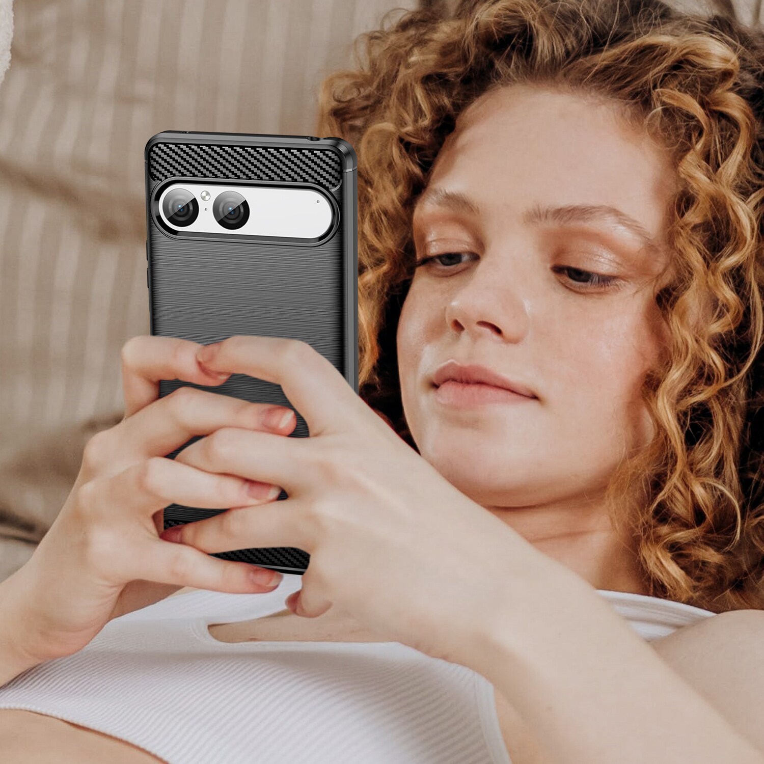 Sony Xperia 10 VII Hülle TPU Brushed Schwarz