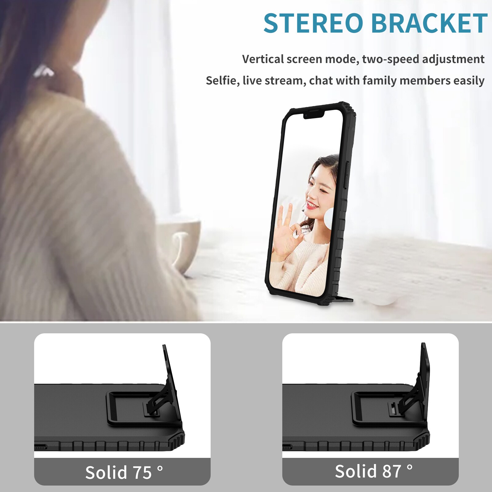 iPhone 17 Kickstand Handyhülle mit Kameraabdeckung Schwarz