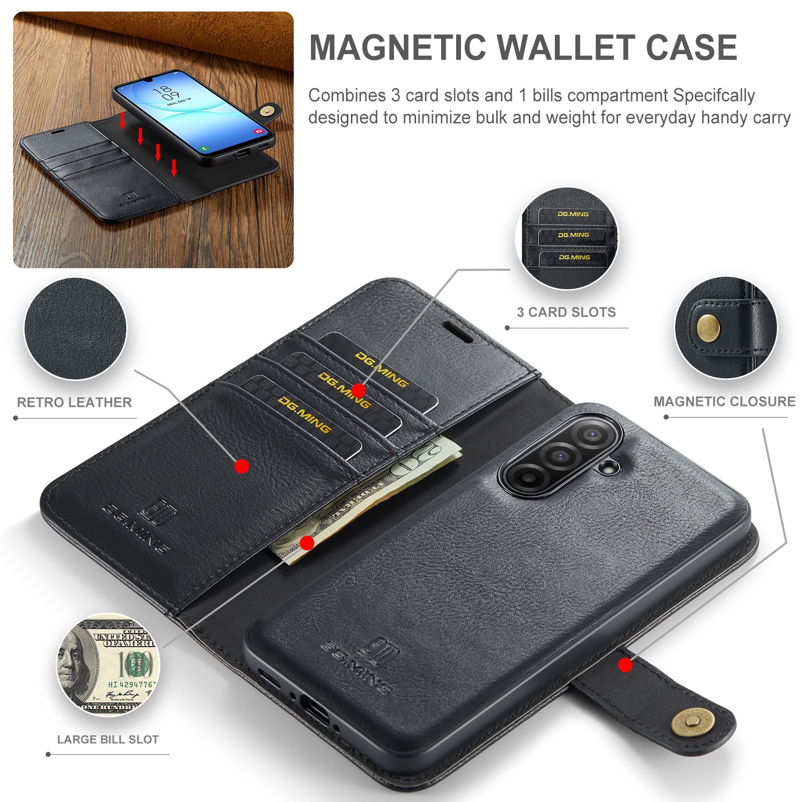 Handytasche Magnetische Samsung Galaxy A17 Black