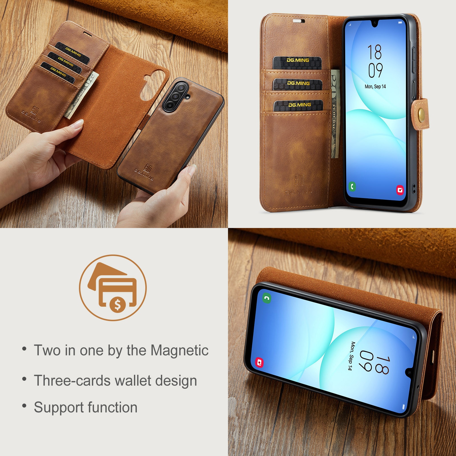 Handytasche Magnetische Samsung Galaxy A17 Cognac